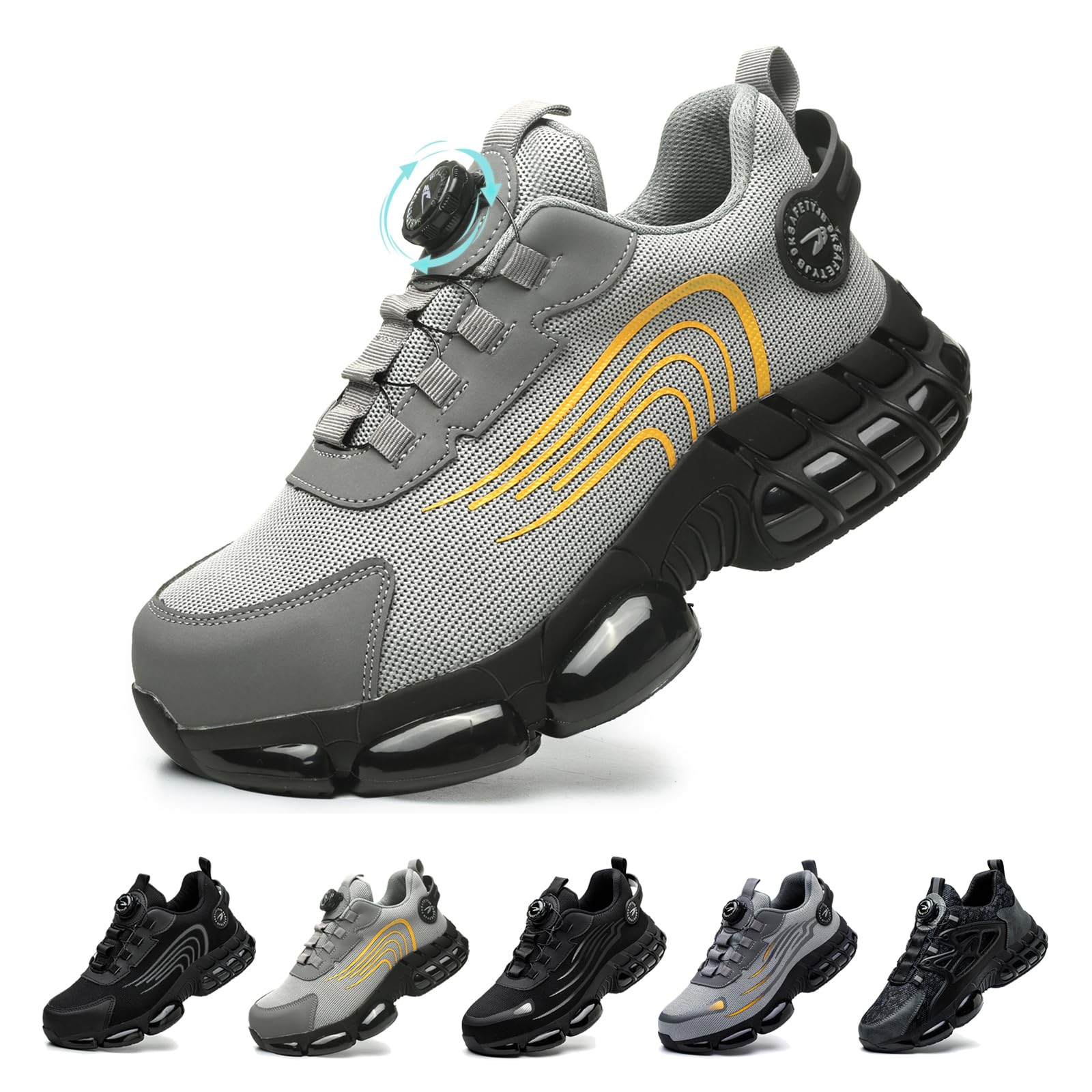 Gugifcto Scarpe Antinfortunistiche Uomo Donna Moda Sneakers Antiscivolo Leggere Traspiranti Rilascio Comode Rapido Scarpe Sicurezza con Punta in Acciaio 36-48 EU