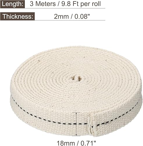 Miniatura 7 de MECCANIXITY Mecha de lámpara de aceite de 0.24 pulgadas de ancho plano de 10 pies de algodón con puntada roja para iluminación de quemador de