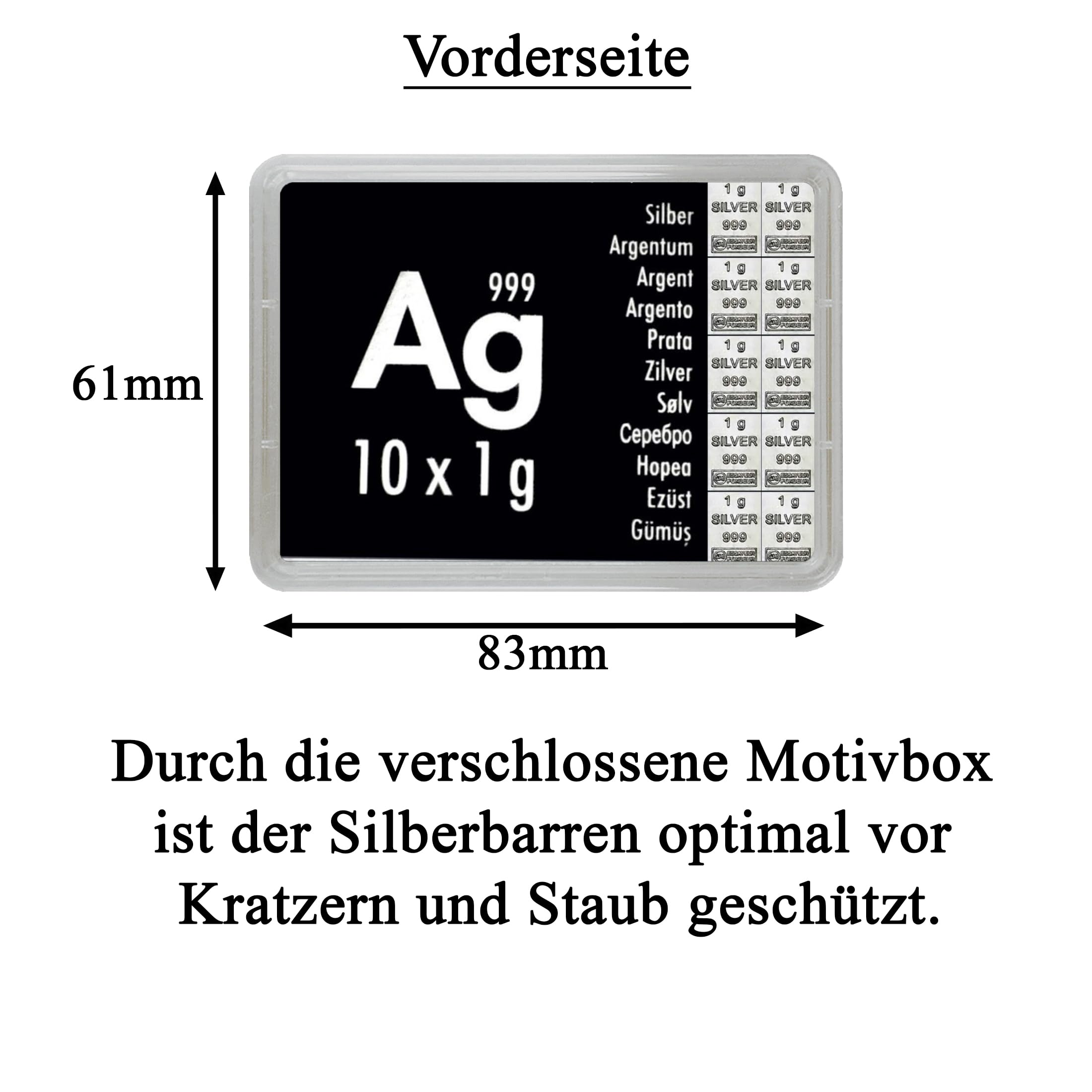 Silberbarren in Motivbox – Feinsilber 999 mit Echtheitsgarantie - CombiBar - Geschenkfertig mit Geschenkbeutel & Grußkarte – verschiedene Größen wählbar - Silberstücke24 (10g Silber)