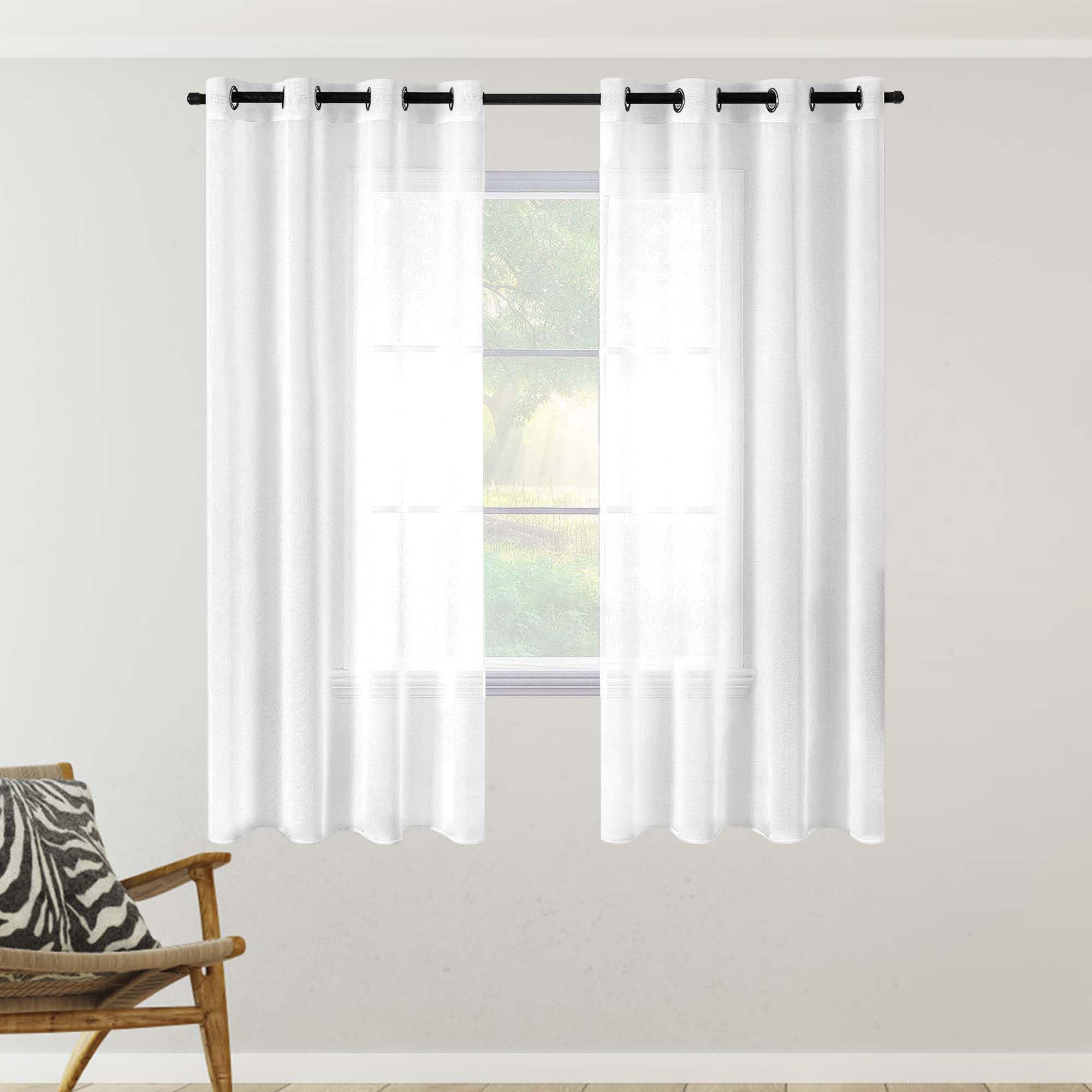 Rideaux voilages blancs 200x180 cm passe tringle pour fenêtres lumineuses