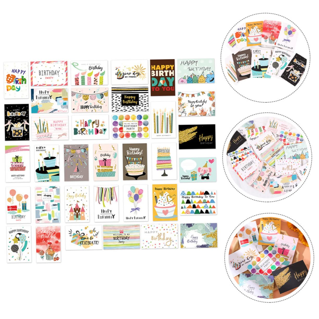 36 Biglietti di Auguri Compleanno in Carta, Cartoline Pieghevoli per Adulti e Bambini, per Feste di Compleanno e Fai da Te