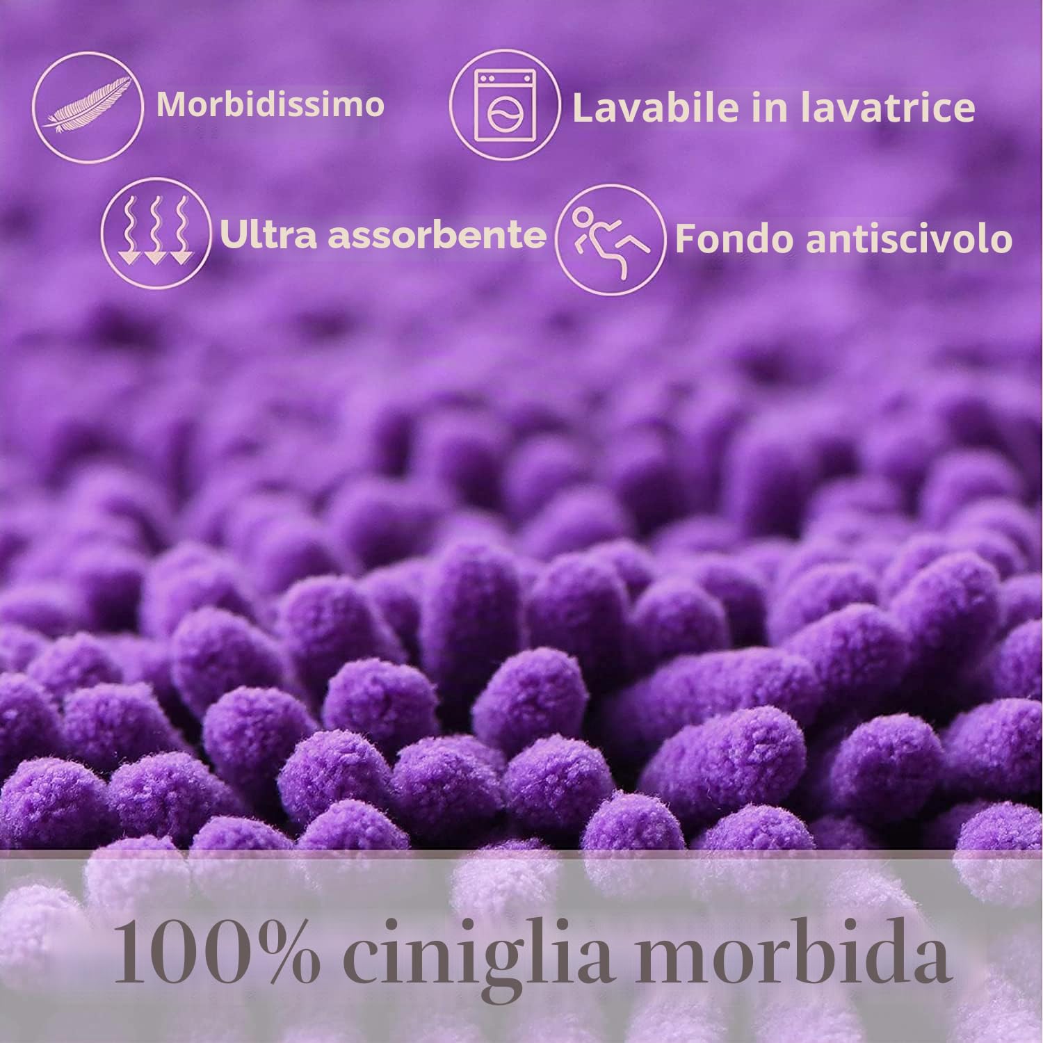 RUN HELIX Set di 3 tappetini da bagno per il bagno, antiscivolo, lavabili e lavabili, per doccia, vasche da bagno, decorazione per WC (viola scuro)