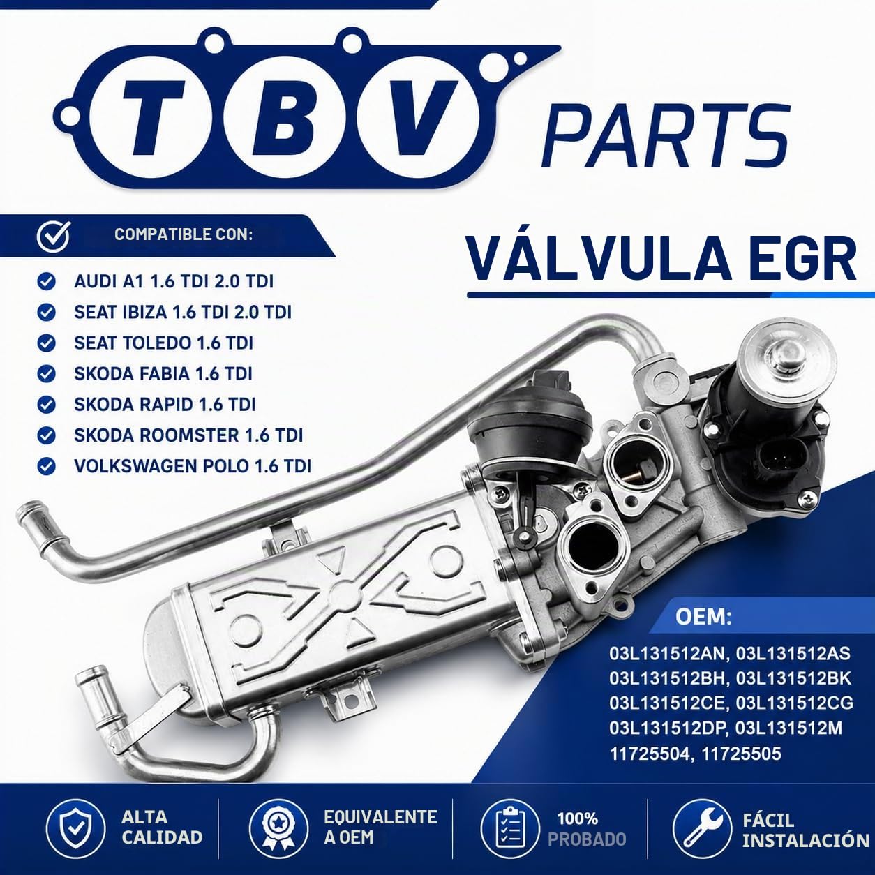Válvula EGR 1.6 TDI CAY 03L131512AN 03L131512AS 03L131512BH 03L131512CE 03L131512CG 03L131512DP EGR Válvula para A1 Ibiza IV Toledo IV Fabia II Polo V