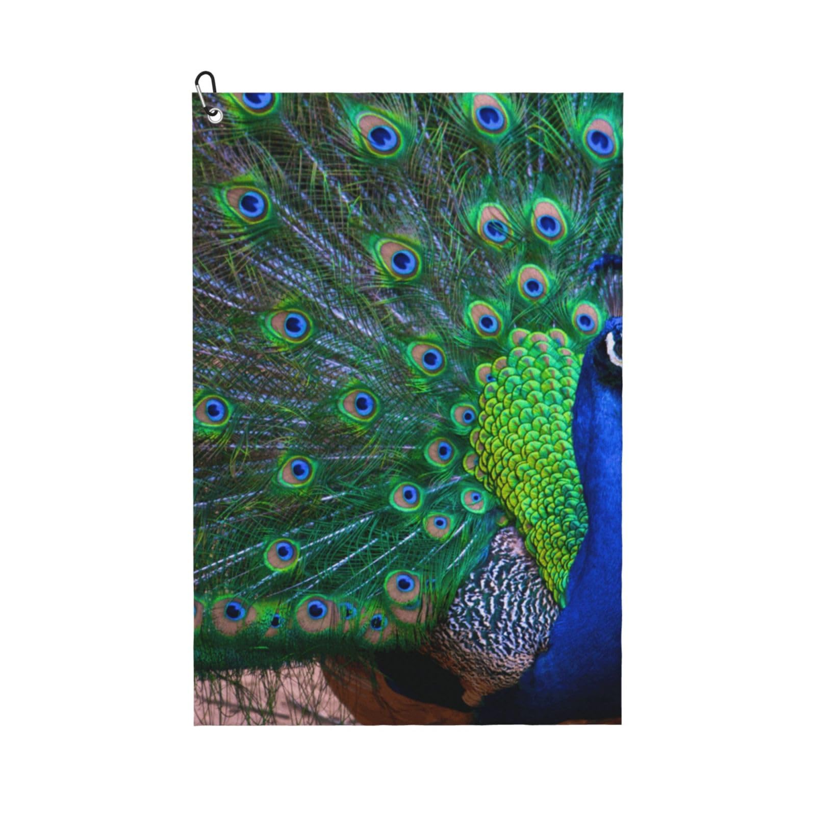 Hnnkloy Beautiful Peacock, 16x24 in Portable Waffle Golf Towels with Carabiner Clip for Golf Bag