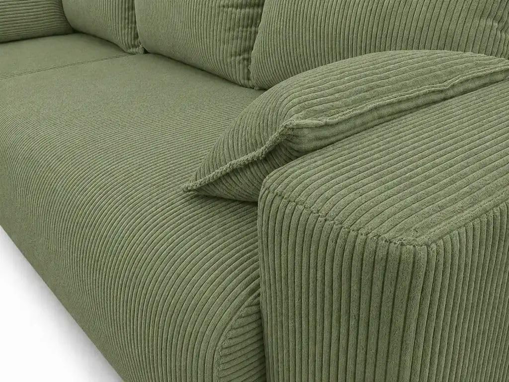 Ecksofa mit Schlaffunktion Travis 248x148 cm - Couch - Sofa mit Bettkasten - Eckcouch - L-Form - Schlaffsofa - Cord - Universal (Poso 47 Pistachio, L-Form)