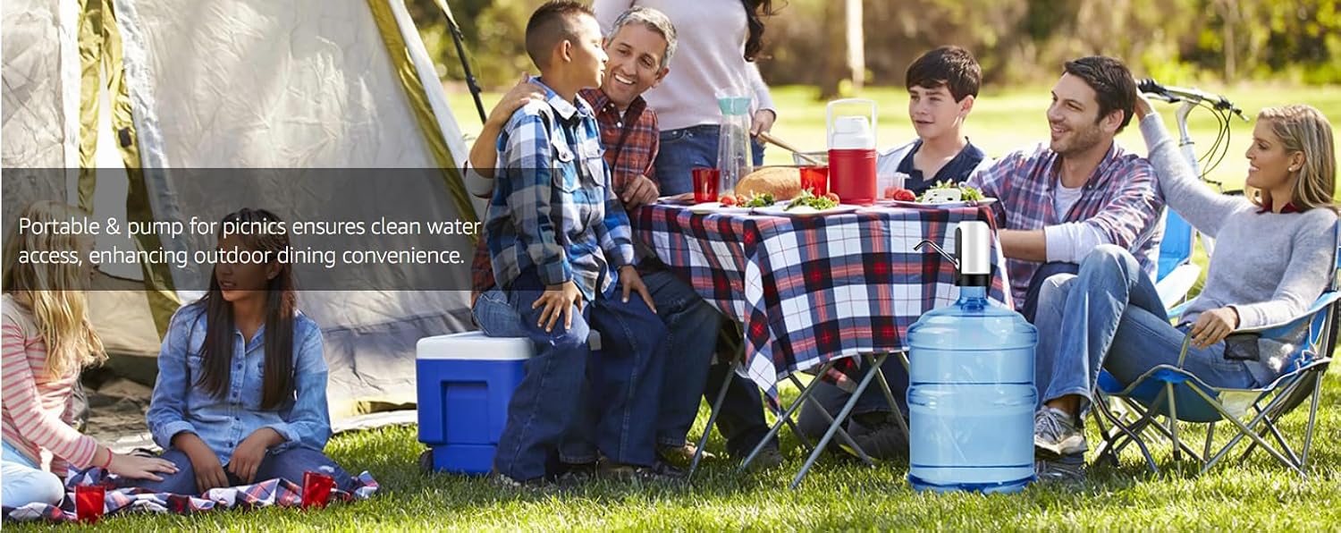 Water Dispenser for 5 Gallon Bottle, Electric Water Pump for 5 Gallon Jug with Switch and USB Charging, Portable Automatic Water Jug Dispenser for Camping, Travel, Home, Kitchen, Office (White)