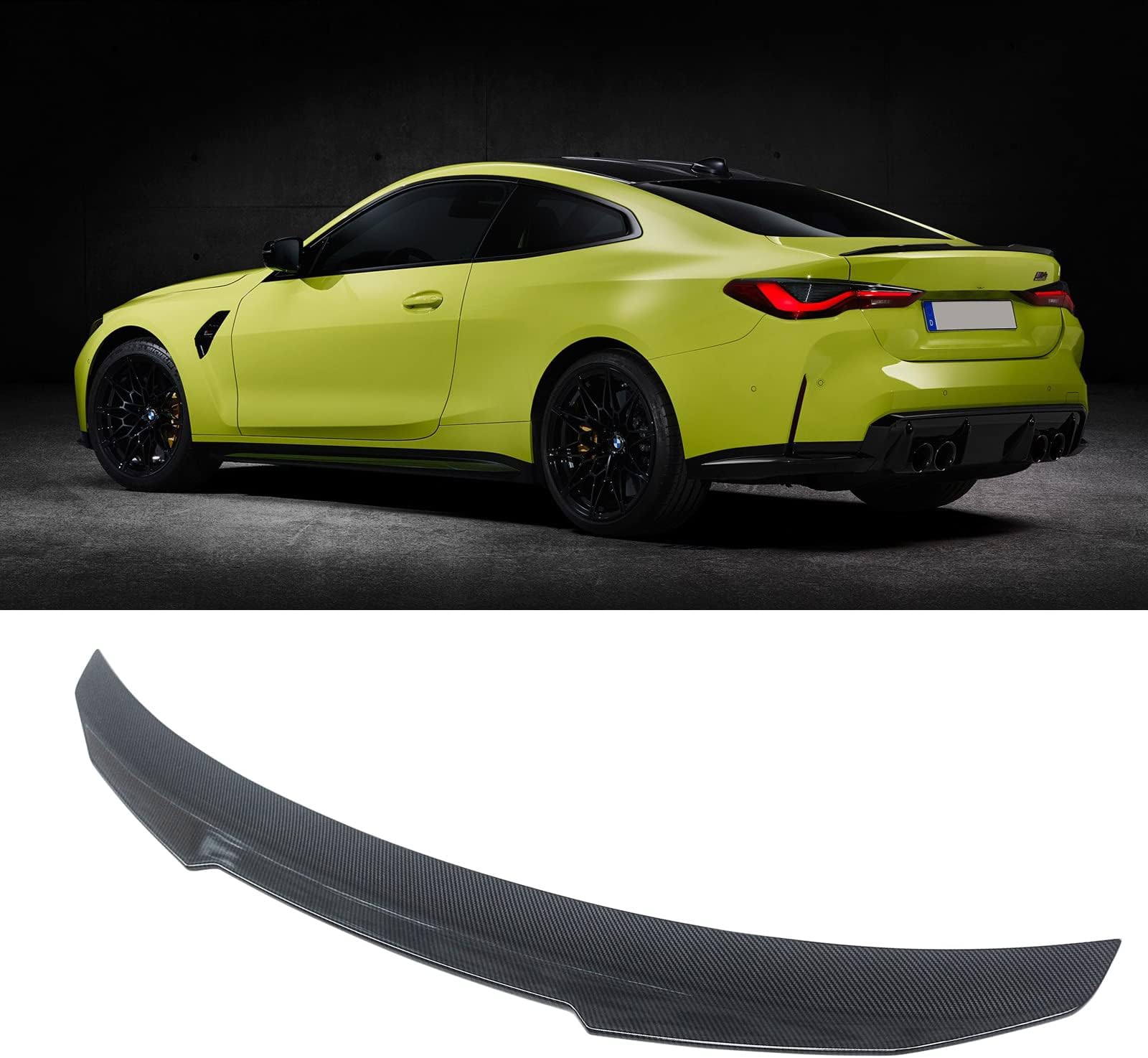 NINTERear Spoiler for 2021-2025 BMW G22 4 Series 430i G82 M4 Carbon Fiber Style High Kick PSM Style Trunk Spoiler Wing Lid