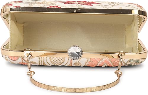 Miniatura 6 de LONGING TO BUY Embrague de caja de diseño hecho a mano - Bordado Zari para mujer