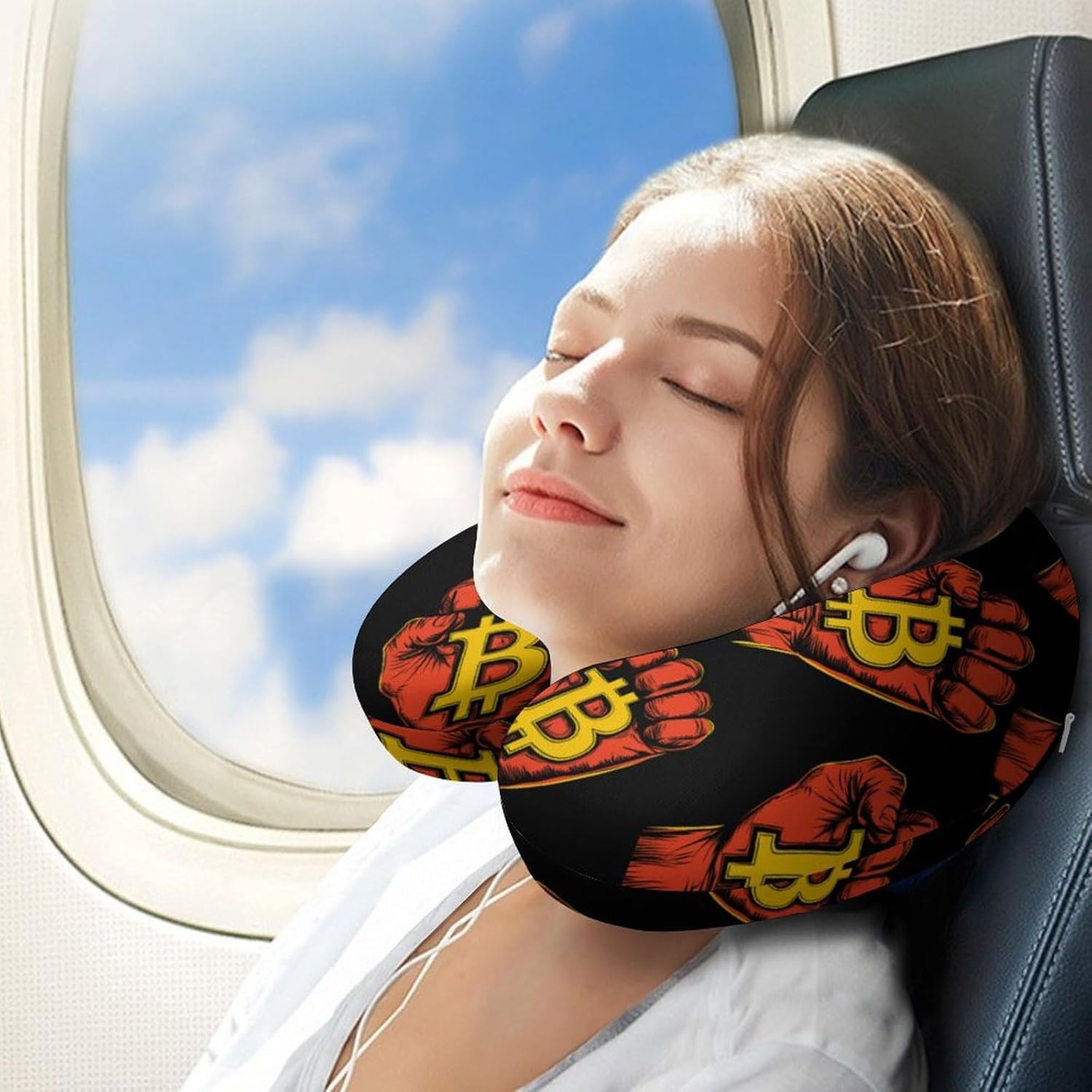 Bitcoins Revolution Memory Foam Pillows U Shaped Travel Neck Pillow