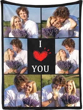 Ultragifta Ships Next Day, Custom Blanket with Pictures Valentines Day Gifts for Couples Personalized Flannel Photo Blankets Customized Blanket for Girlfriend Boyfriend