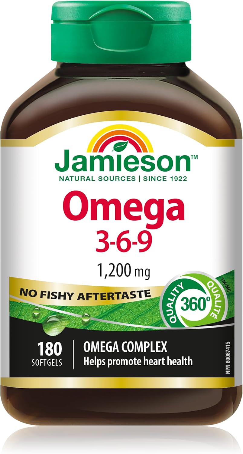 Jamieson No Fishy Aftertaste Omega-3-6-9 SoftGels 180 Count