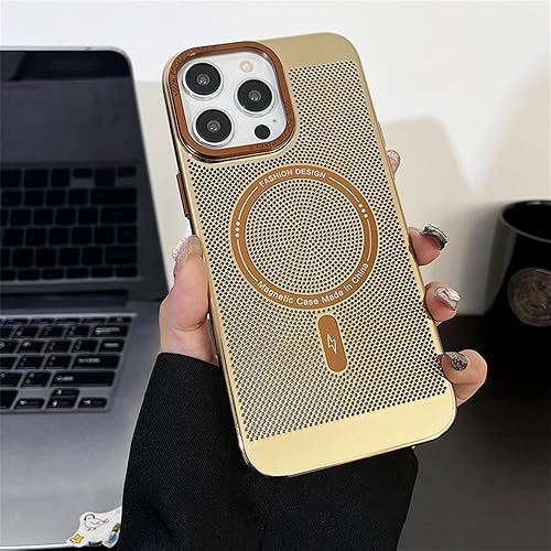 Miniatura 3 de Funda magnética de disipación de calor para iPhone 14 Pro Max compatible con Magsafe delgada y dura carga inalámbrica galvanizada (para iPhone 14