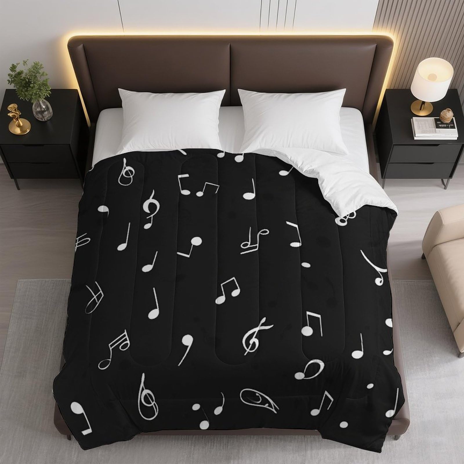 Music Notes Pattern Comforter Bedding Heavy Bed Blanket Soft Warm Fluffy All Seasons Only Quilt 203x229cm