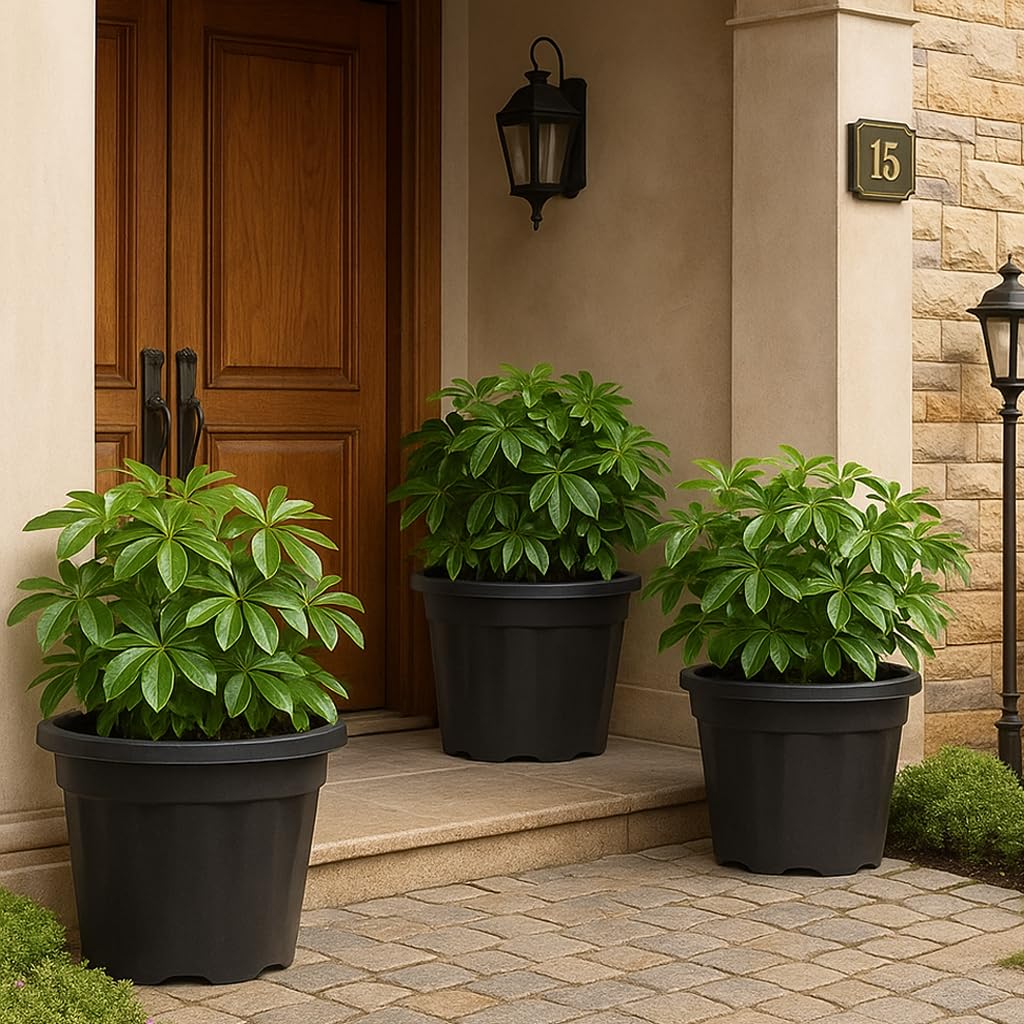 Ugaoo UV Treated Large Plant Pots for Big Size Plants(18 inch Black Color Set of 3 Large Planters)-image-11