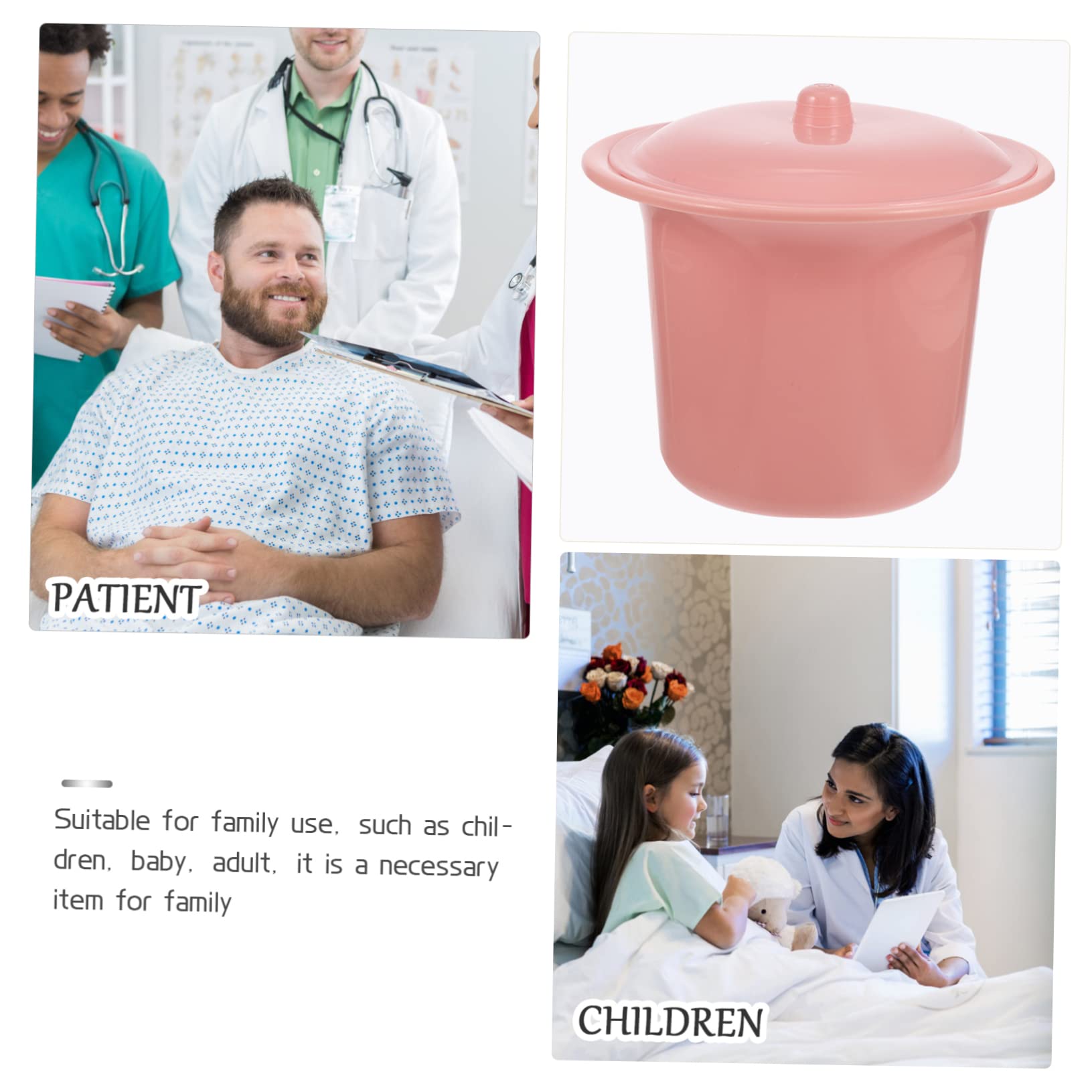 KOMBIUDA Vasino in Plastica con Coperchio per Bambini e Adulti, Urinaio Portatile in Pp con Superficie Liscia e Resistente alle Macchie, Pratico per Uso Notturno