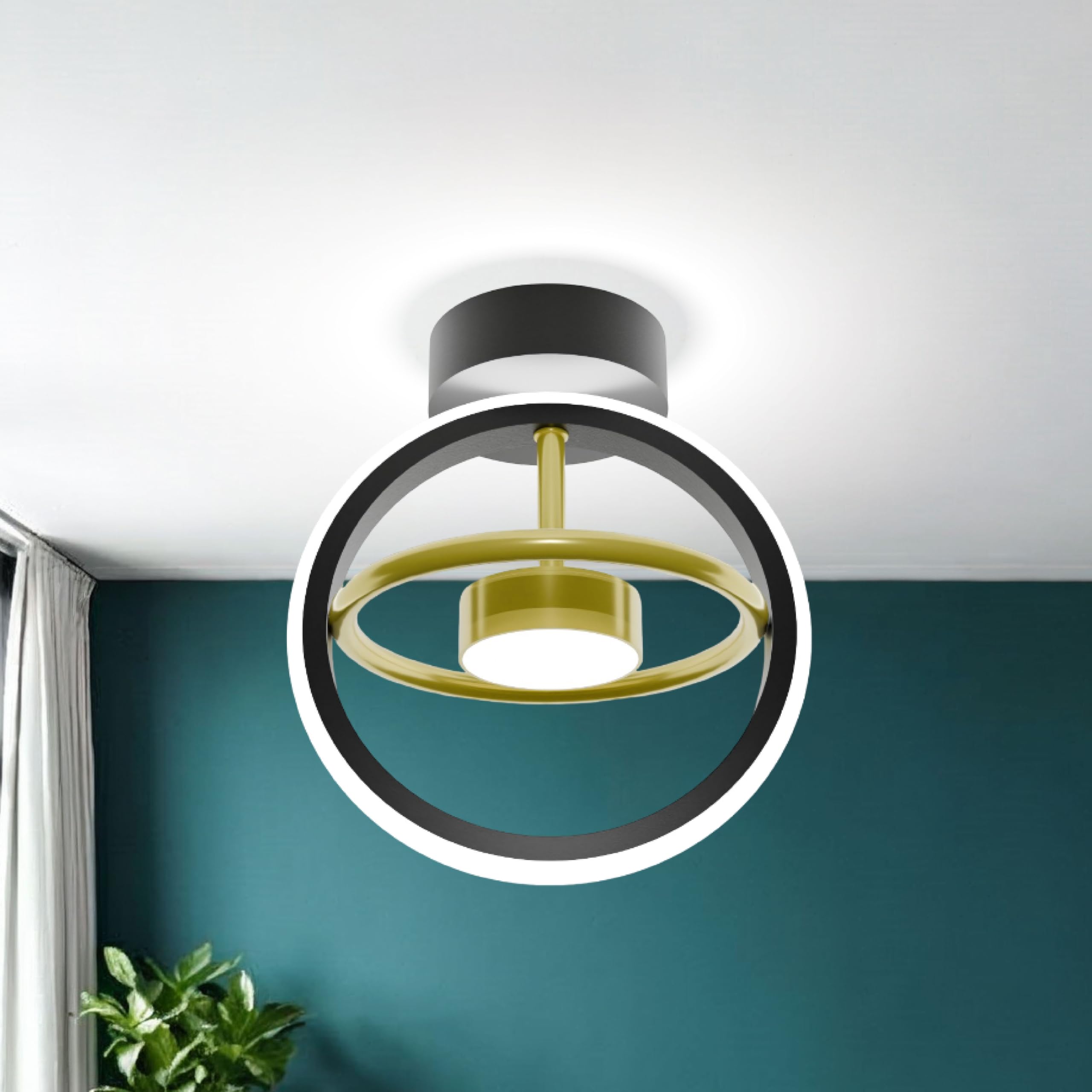 50W LED Ceiling Light with 3 Color Modes (Warm/Natural/Cool White) | High CRI Ra≥97 Eye-Friendly Slim Ring Design Ceiling Lamp for Bedroom & Study (Golden Ring)-image-17