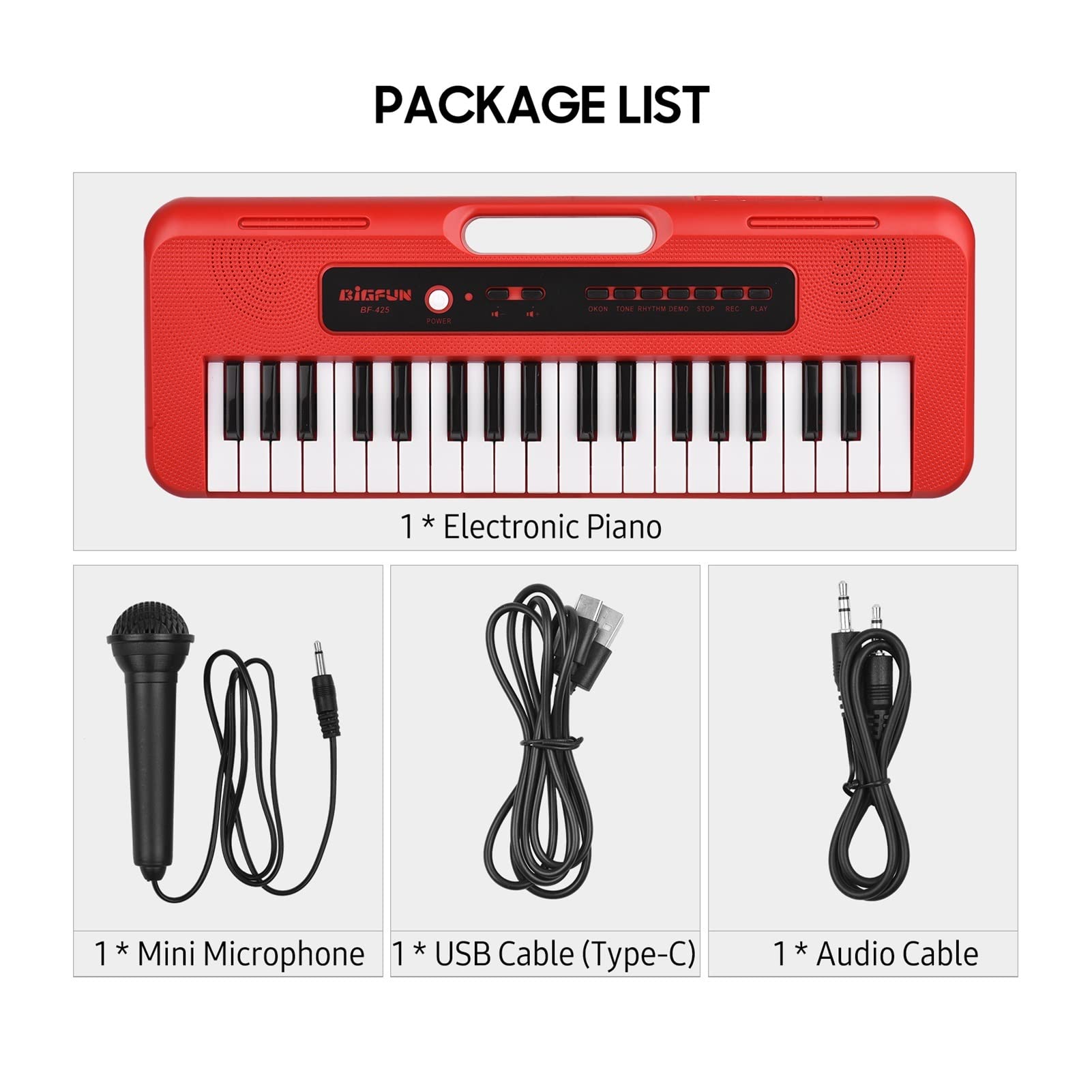 CACOE Teclado Digital De 37 Teclas Con Micrófono – Piano Electrónico Educativo Para Niños Y Principiantes, Regalo Ideal