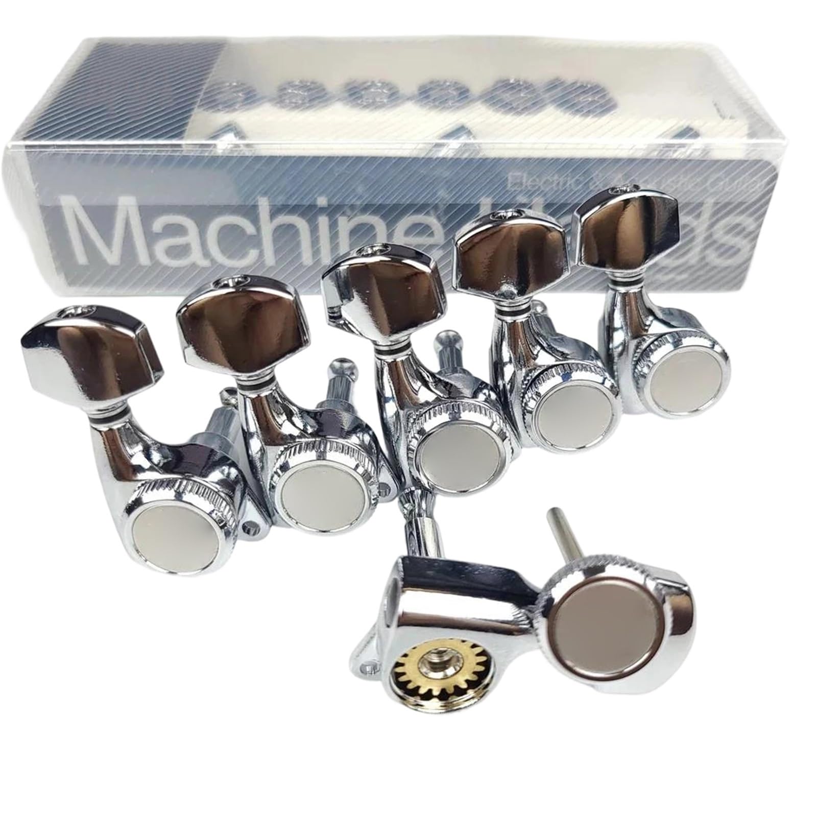 Leistungsart Gitarren stimmwirbel 1 Set Locking Tuners E-Gitarre Mechaniken Lock String Tuning Pegs Chrom Silber(6R)