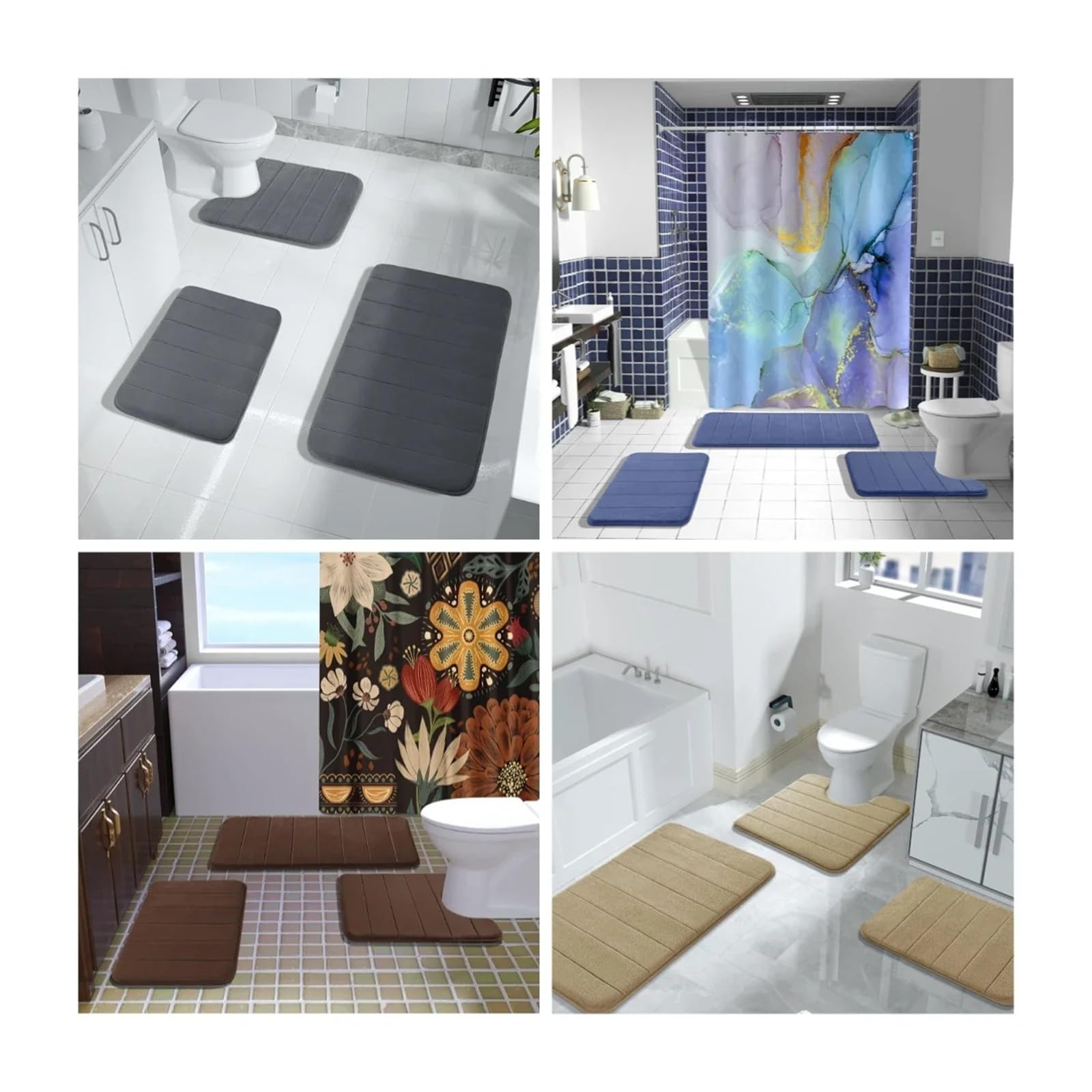 3 Stück Memory Foam Badteppiche Saugfähige Badezimmer rutschfeste waschbare Matten for Bodenteppiche für das WC