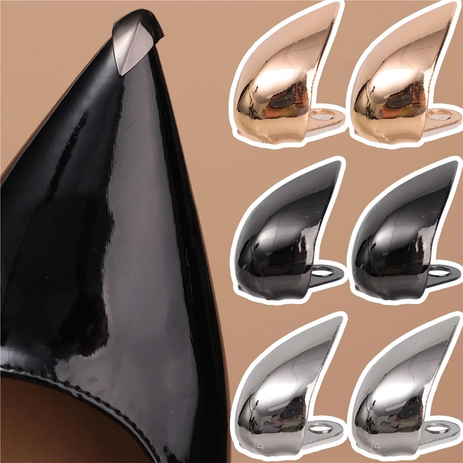 Protector Puntiagudo for Zapatos de Metal, 20 Piezas, Puntera tacón Alto, Corrector Desgaste, Punta Cuero antipatadas