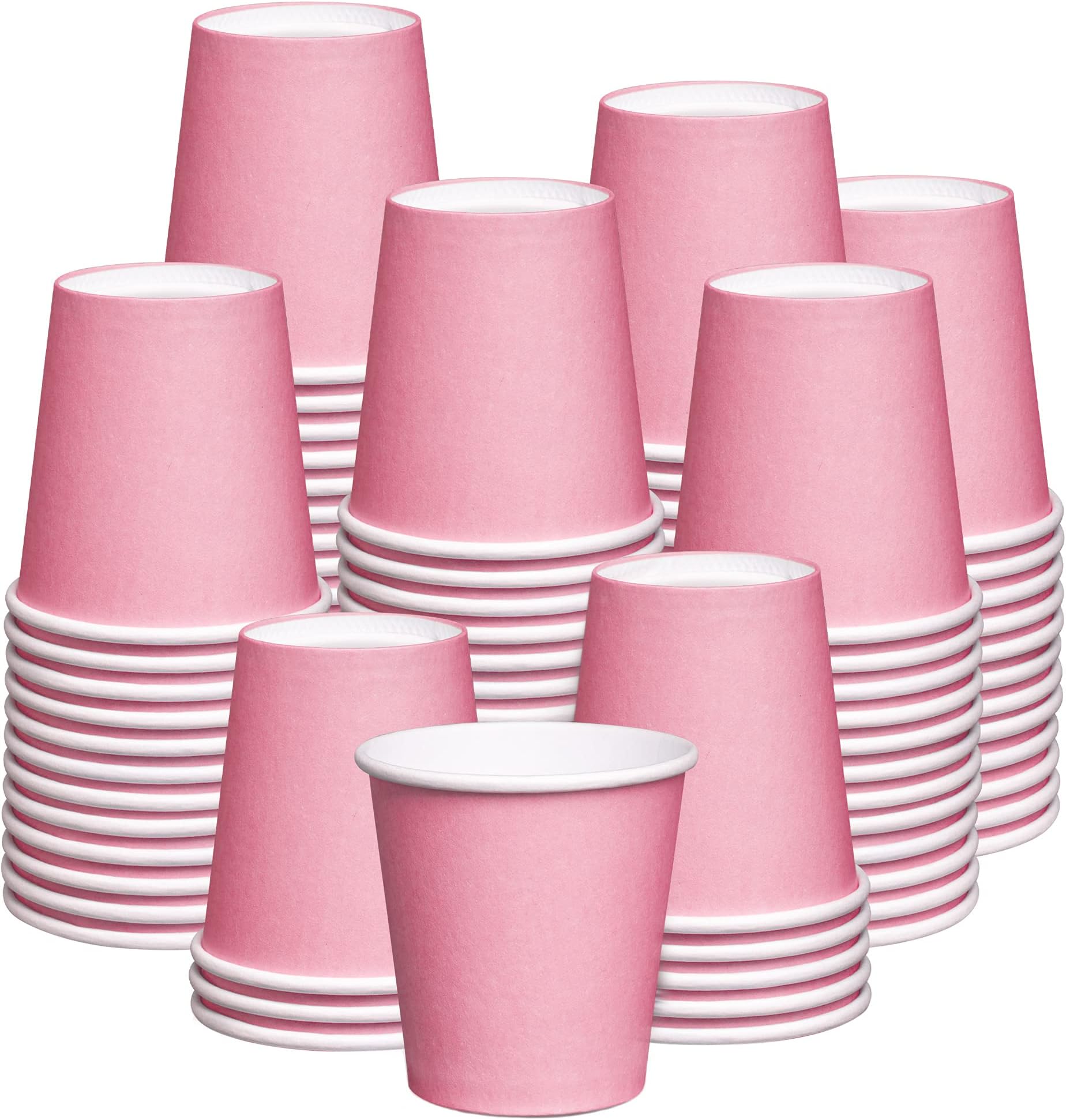 Comfy Package 3 oz. Small Paper Cups, Disposable Mini Bathroom Mouthwash Cups (Pink - 300)