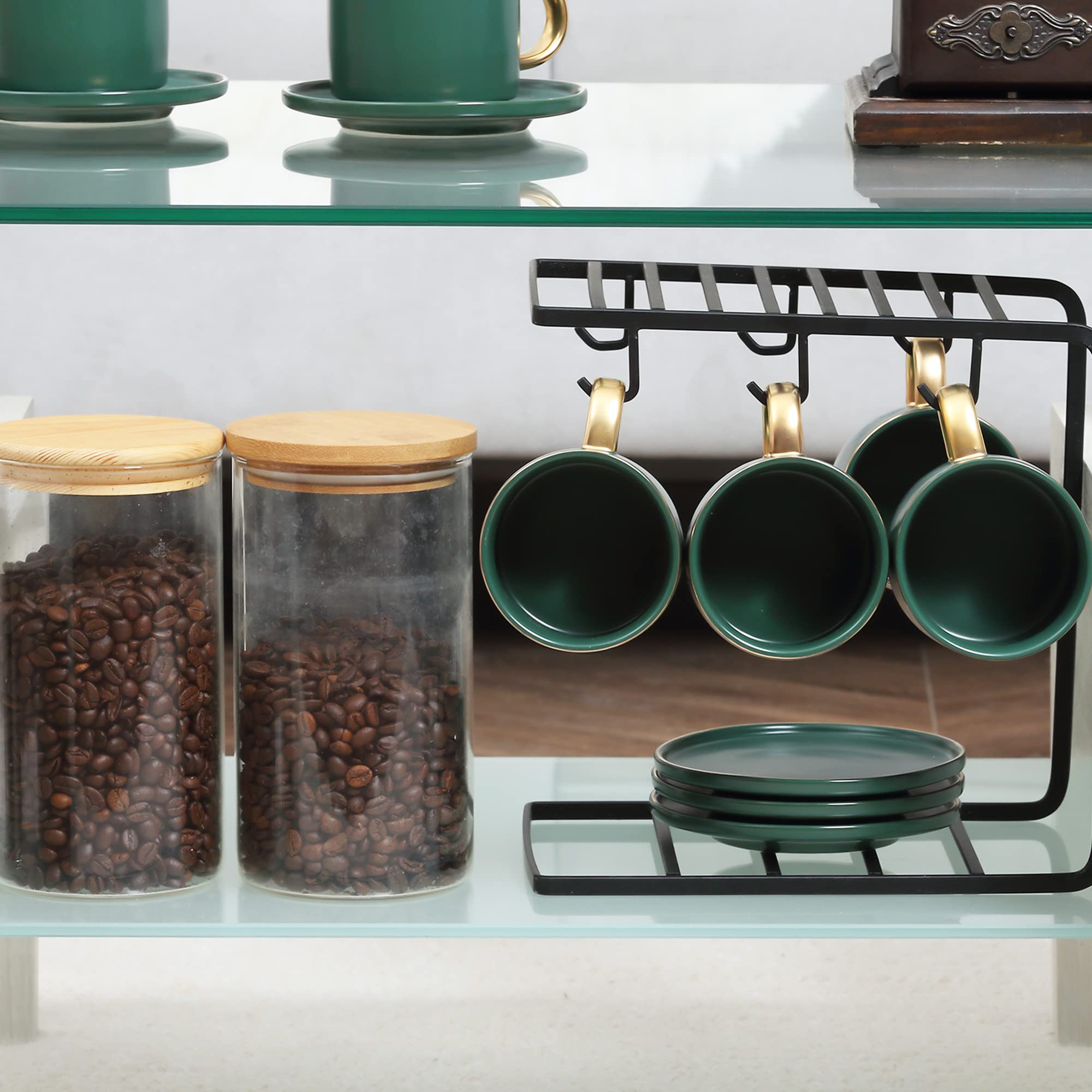 HOMCOM Tavolino Salotto Moderno a 2 Livelli con Piano d'Appoggio in Vetro Temperato, Tavolino da Divano in Legno e Acciaio, Tavolo da Caffè per Soggiorno, 90x50x42 cm, Bianco