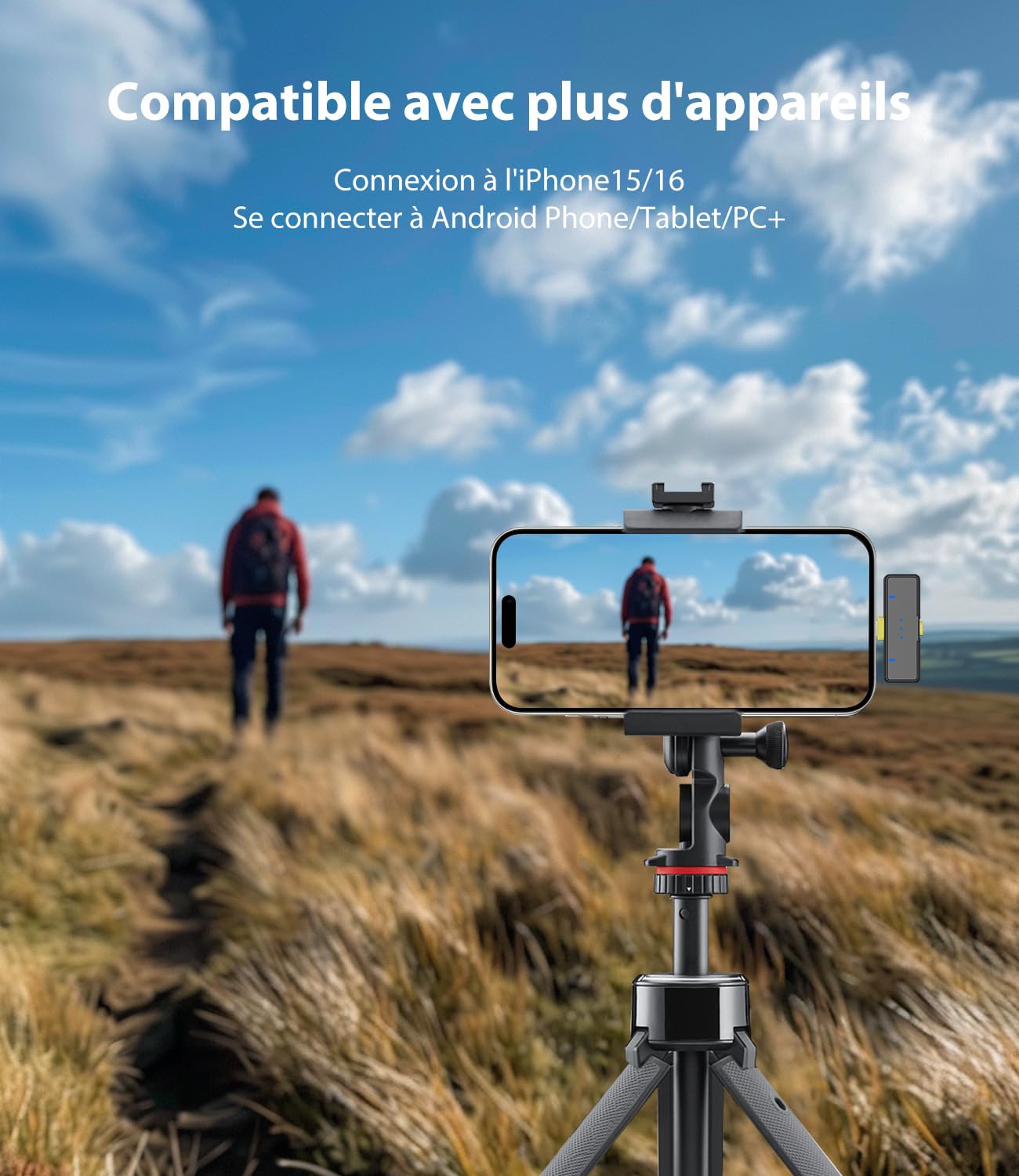 FULAIM Micro Cravate sans Fil pour iPhone/Android/PC, Mini Micro Cravate avec Suppression du Bruit et Autonomie de 8 Heures, pour l'enregistrement Vidéo, Le Podcast, Le Vlogging et Youtube