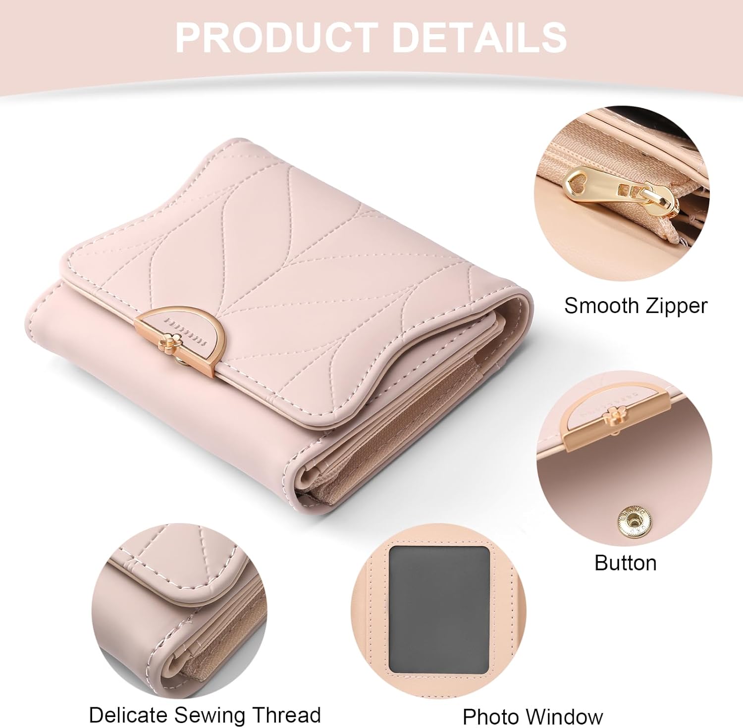 Leather Small Womens Wallet RFID Blocking Bifold Card Holder Cute Wallet for Woman with Zipper Coin Pocket - Image 5