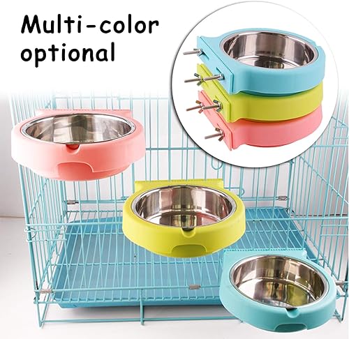 Miniatura 9 de Cuenco extraíble de acero inoxidable para perros, comedero de alimentos y agua, taza para gatos, cachorros, pájaros, mascotas (grande, rosa)