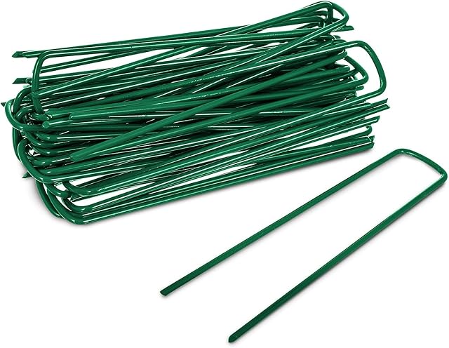 Pack of 50 Multipurpose Heavy Duty U Pins Grass Turf Steel Galvanised Metal Tent Pegs (Pack of 50)