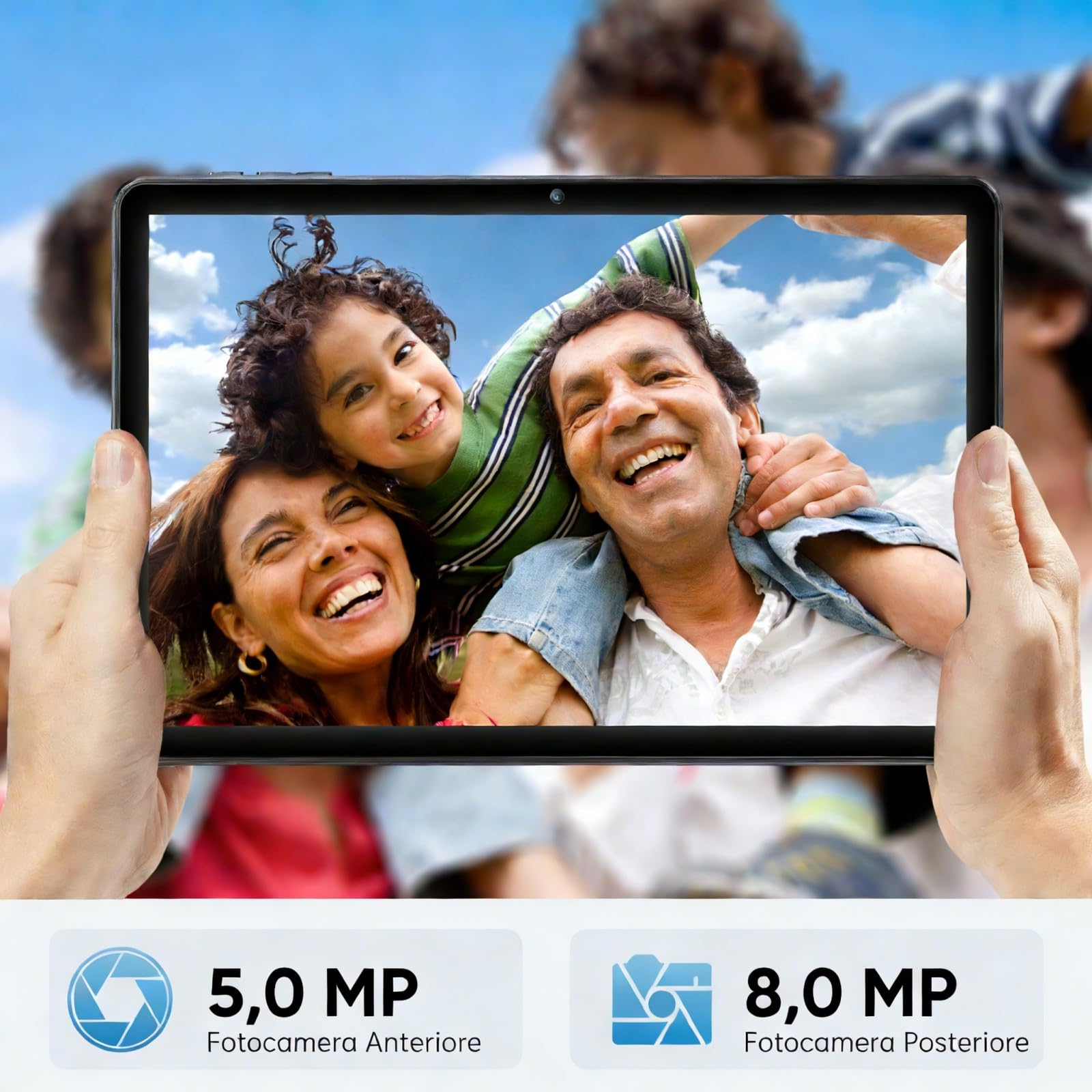 Tablet 10 Pollici, Tablet Android 15 con Custodia, Mouse & Tastiera, Octa-Core, 24GB RAM+128GB ROM+1TB Espandibile, Display IPS HD 1280*800, WiFi 5G, Doppia Fotocamera, 6000mAh, Widevine L1 (K50)