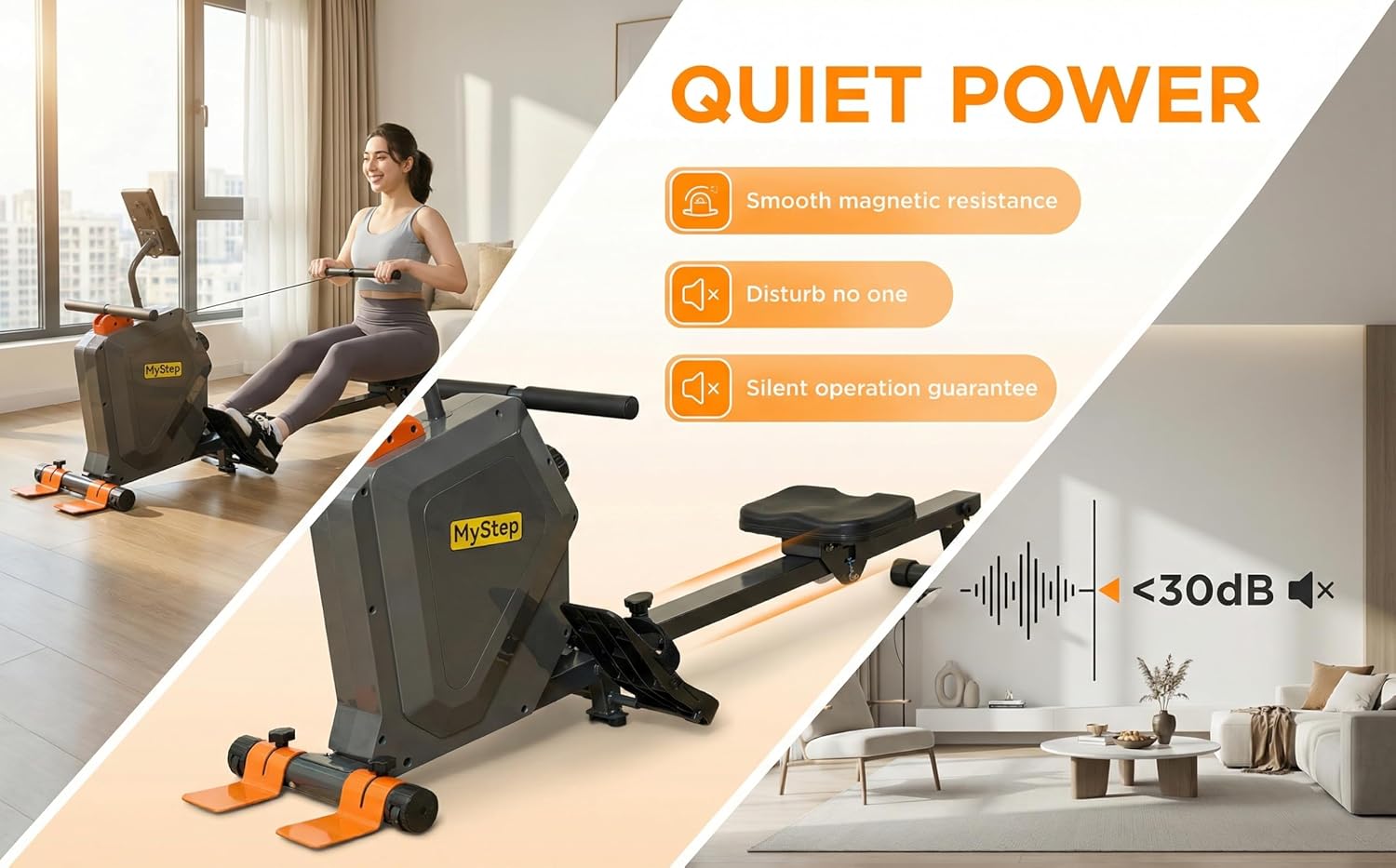 Magnetic Rowing Machine, Quiet Foldable Rower with 8-Level Resistance, LCD Monitor & Tablet Holder, Full-Body Low-Impact Cardio Equipment, Optional 2-in-1 Strength Training