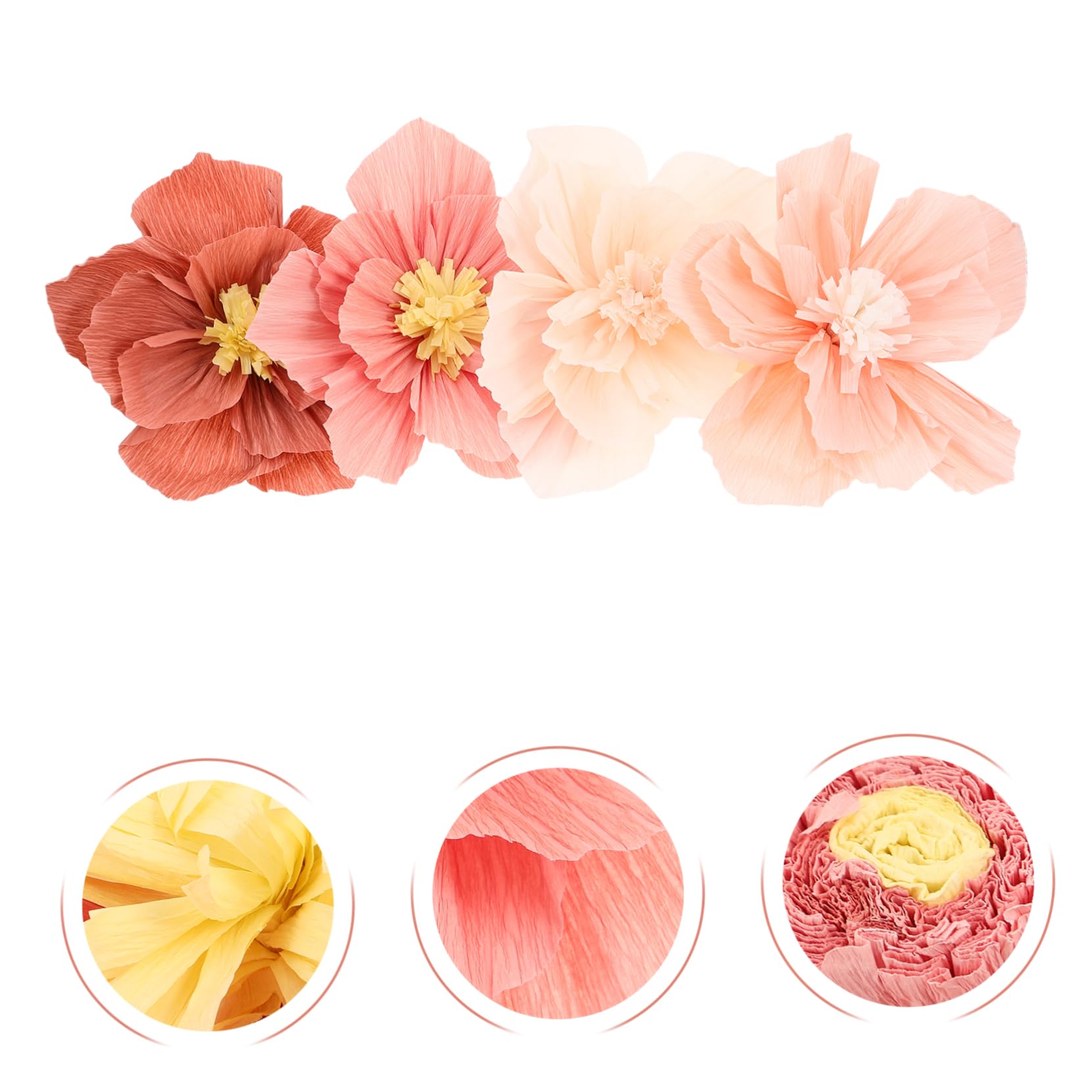 PRETYZOOM 24 Pièces Fleurs en Papier Crépon 3D, Décoratives, Papier