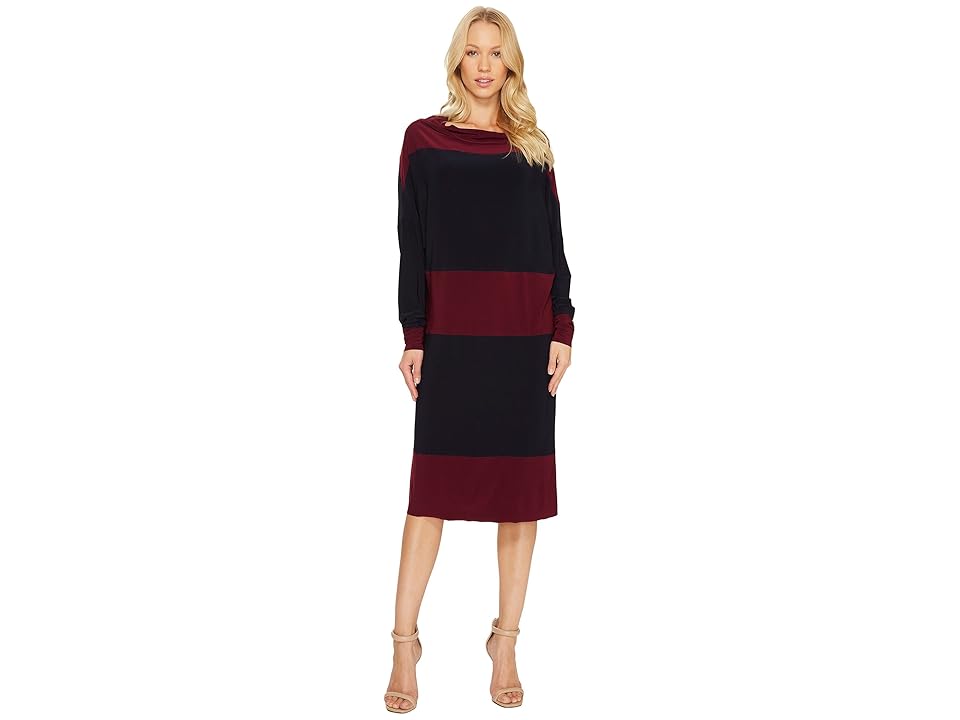 

KAMALIKULTURE by Norma Kamali Spliced All-In-One Dress (Midnight/Plum) Women's Dress, Black