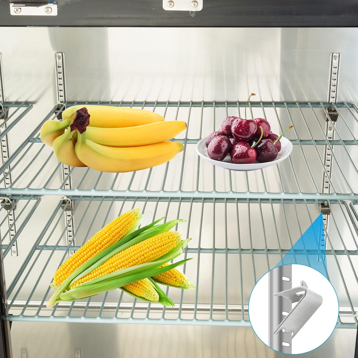 24 Pieces Stainless Steel Freezer Shelf Clip, Heavy Duty Freezer Cooler Shelf Support, Replacement Shelf Square Buckles Clips for Refrigerator