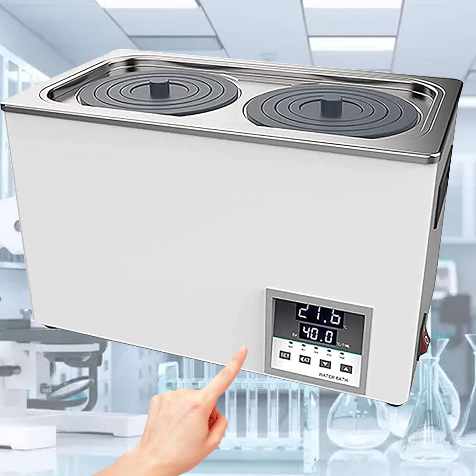 TYH Baño María Termostático Digital para Laboratorio, Calentador Científico, Calentador Eléctrico para Baño María, Precisión De 0,01 ℃, con Pantalla Digital Y Tapa Protectora