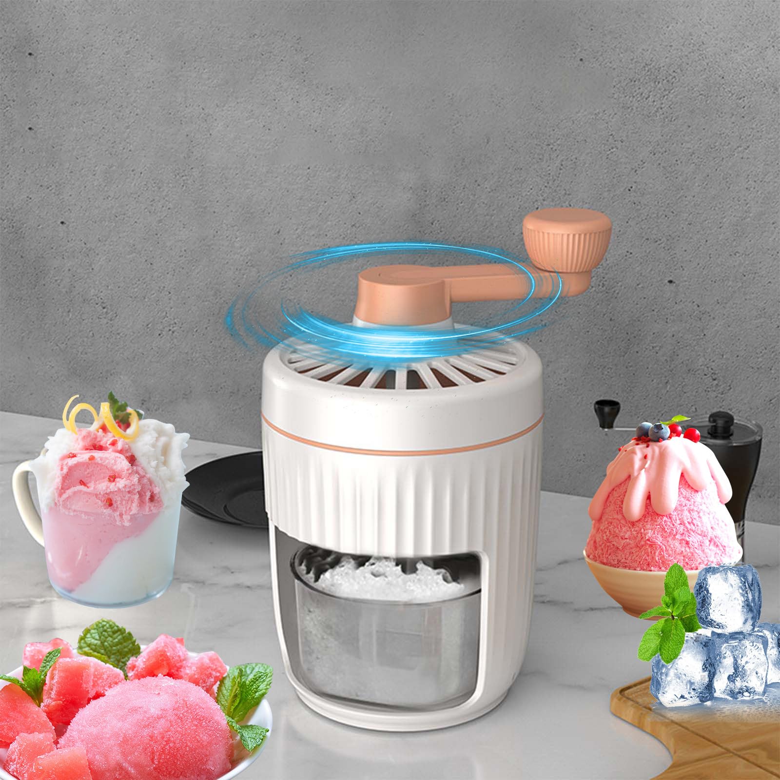 Amazon.com: Manual Ice Shaver Snow Cone Machine 2024 New Portable