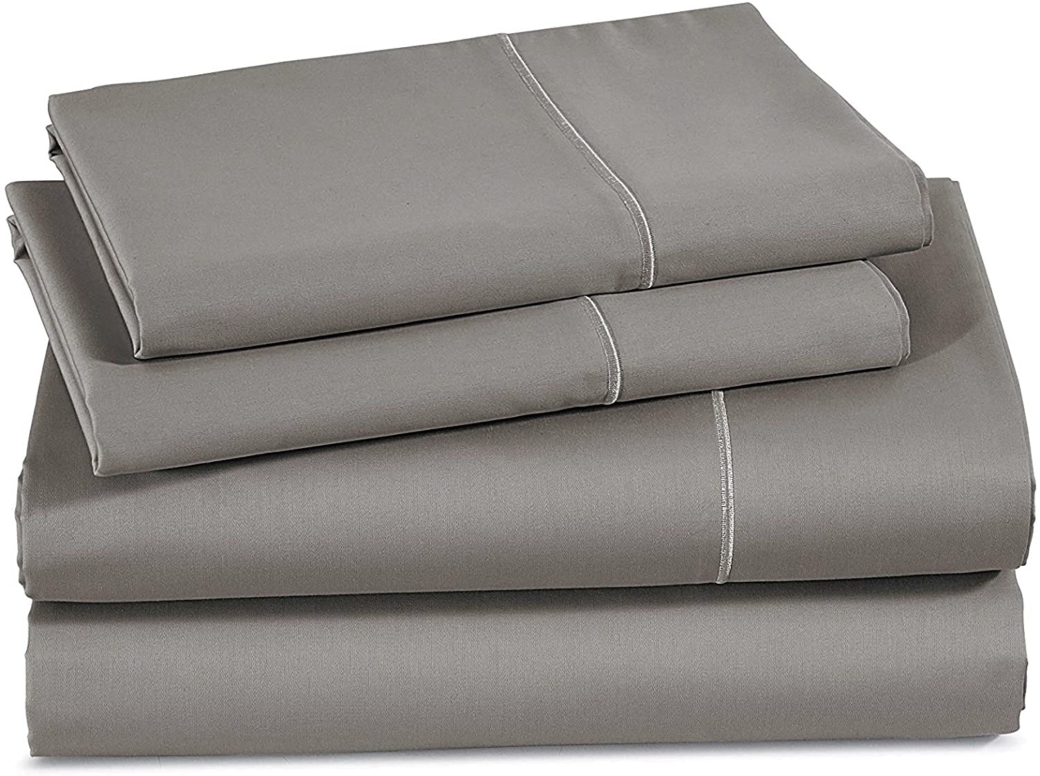 LANE LINEN Queen Size Bed Sheets Set – 600 Thread Count 100% Natural Cotton Cooling Sheets, Hotel Luxury Soft Sateen Finish, Snug Fit 15" Deep Pocket Elasticized Fitted Sheet – CharcoalOEKO-TEX STANDARD 100