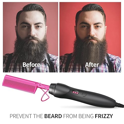 Miniatura 6 de Peines de presión para alisar el cabello, peine eléctrico de cerámica, rizador para cabello negro natural, pelucas de barba, regalo de vacaciones,