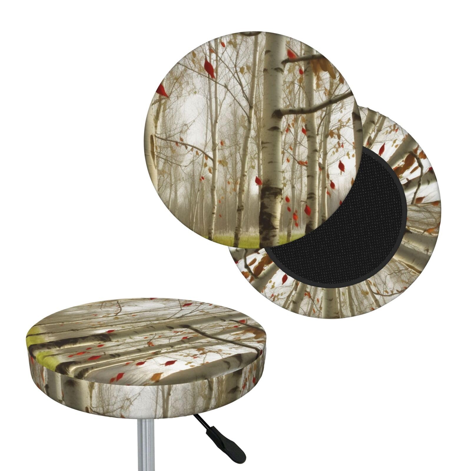 FekiLoot Birch Trees(1) Round Bar Stool Covers Stretch Washable Bar Stool Covers Dustproof Slipcover Bar Chair Covers with Elastic Band for Bar Kitchen Living Room Decor 13 Inch