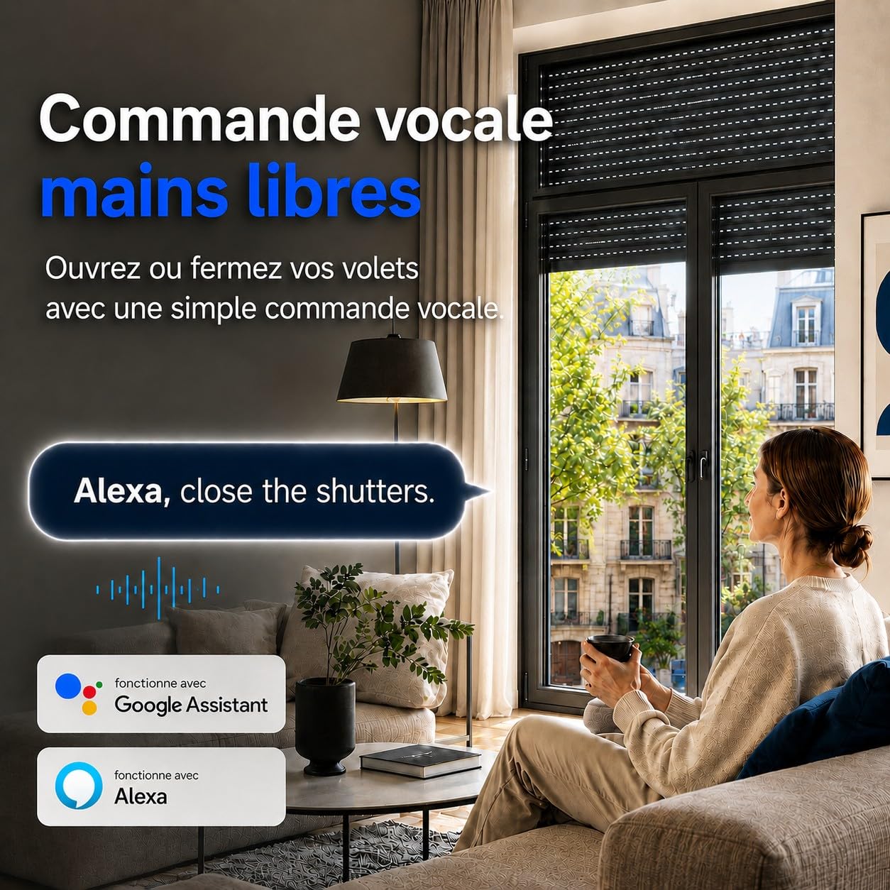 LoraTap 4 Interrupteur Module Volet Roulant Connecté, Commutateur Rideau Stores WiFi, Compatible avec Alexa Google Home pour Commande Vocale, Minuterie Intelligent Moteur Mural