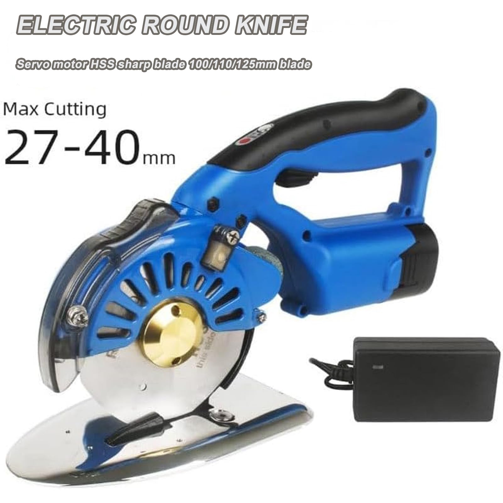 Cortadora De Tela Eléctrica Rotativa, 5 Velocidades Ajustables, Recargable con 2 Cuchillas Y 2 Baterías, para Cortar Algodón, Cartón Corrugado, Seda, Cuero Y Lana.