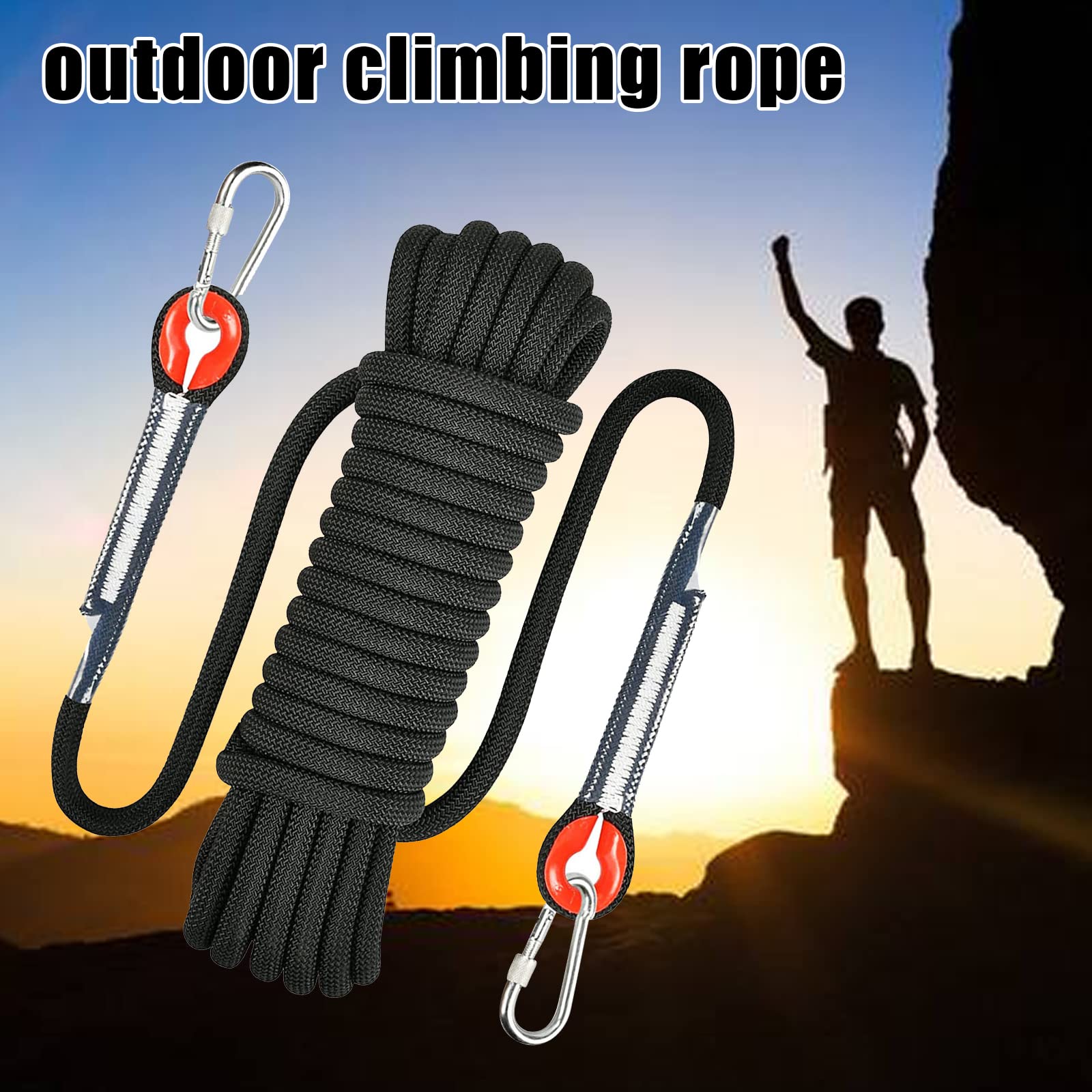 Attrezzatura Campeggio Corda Corda Da Arrampicata Mecctuck 10M - 8mm Con 2 Moschettoni | Nylon Resistente Per Outdoor, Campeggio E Emergenze Corda Arrampicata 20 Metri