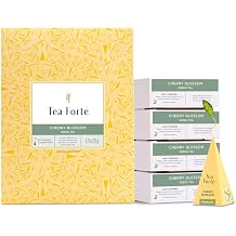 Tea Forte Cherry Blossom Premium Caffeinated Green Tea Blend Event Box, Bulk Pack 40 Count, 10 per tray Individually Wrapped Handcrafted Pyramid Infusers
