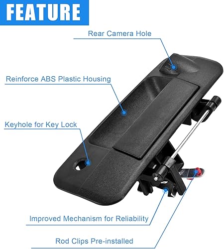 Miniatura 2 de FAERSI Manija de puerta trasera con orificio de cámara trasera para Toyota Tundra 2007-2013 Reemplaza# 69090-0C051, 690900C051, 81214