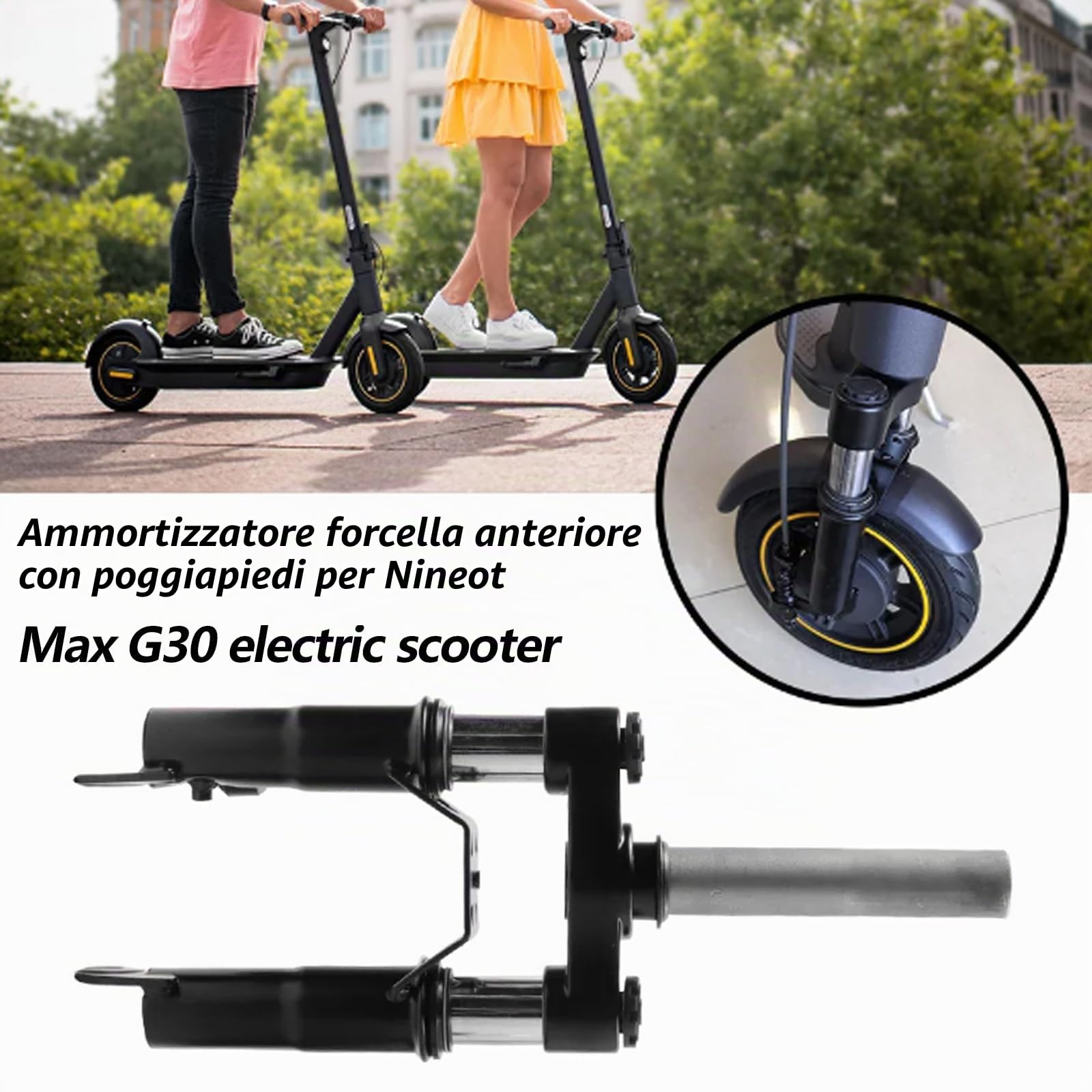 Aisny Forcella Ammortizzata per Scooter E, Sospensione per Segway Ninebot Max G30D G30LD G30D 2 G30LE Ammortizzatore per Scooter E Forcella Antiurto per Modifica e Riparazione Ninebot Max G30