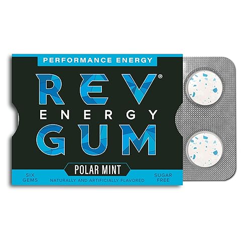 REV Gum Caffeine Energy Gum  Performance Energy 60 mg de cafeína por gema  Goma de mascar de cafeína sin azúcar de menta polar  Masticables bajos en