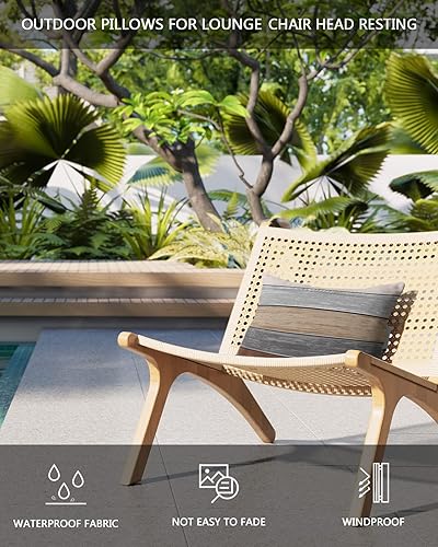 Miniatura 4 de Paquete de 2 fundas de almohada lumbar de madera rústica de granero degradado de café molido degradado, juego de fundas de almohada para exteriores,