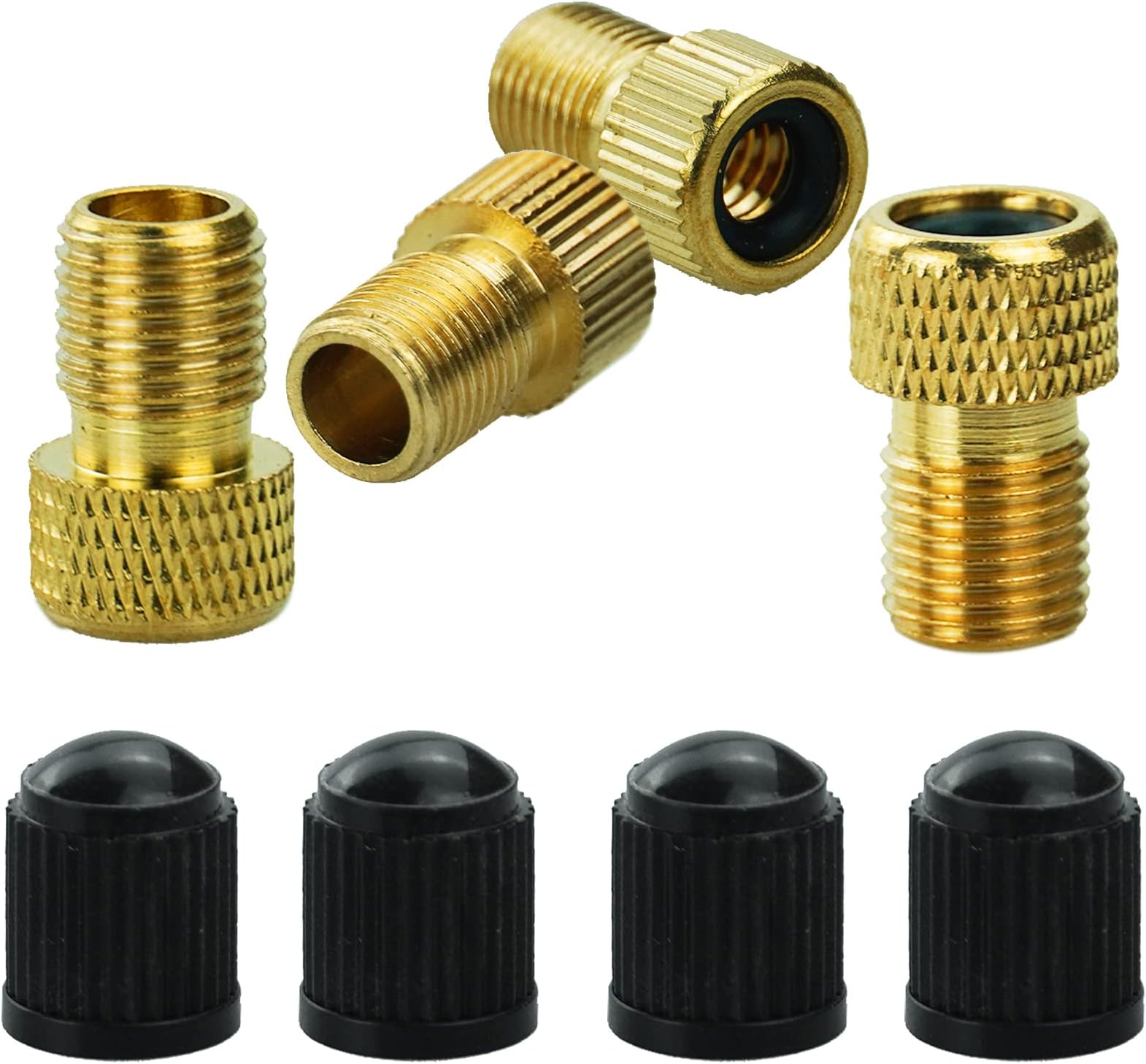 Adaptateur pour Valve Presta en Laiton (Lot de 5 + 10 Bouchons) Convertissez Presta en