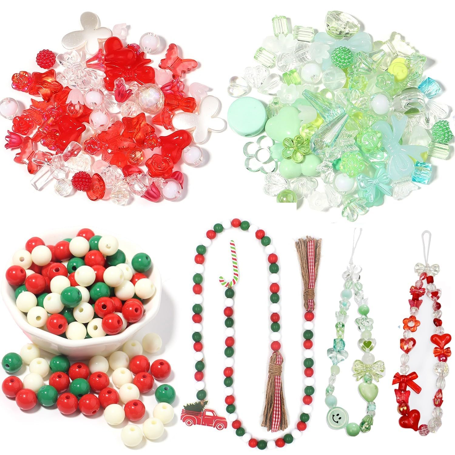 Azonee 90~150 Acrylic Beads for Jewelry Making, Colorful Assorted Beads Cute Kawaii Aesthetic Beads for Bracelets Making Flower Butterfly Beads Bulk Necklaces DIY Mobile Phone Chains, Three Colors